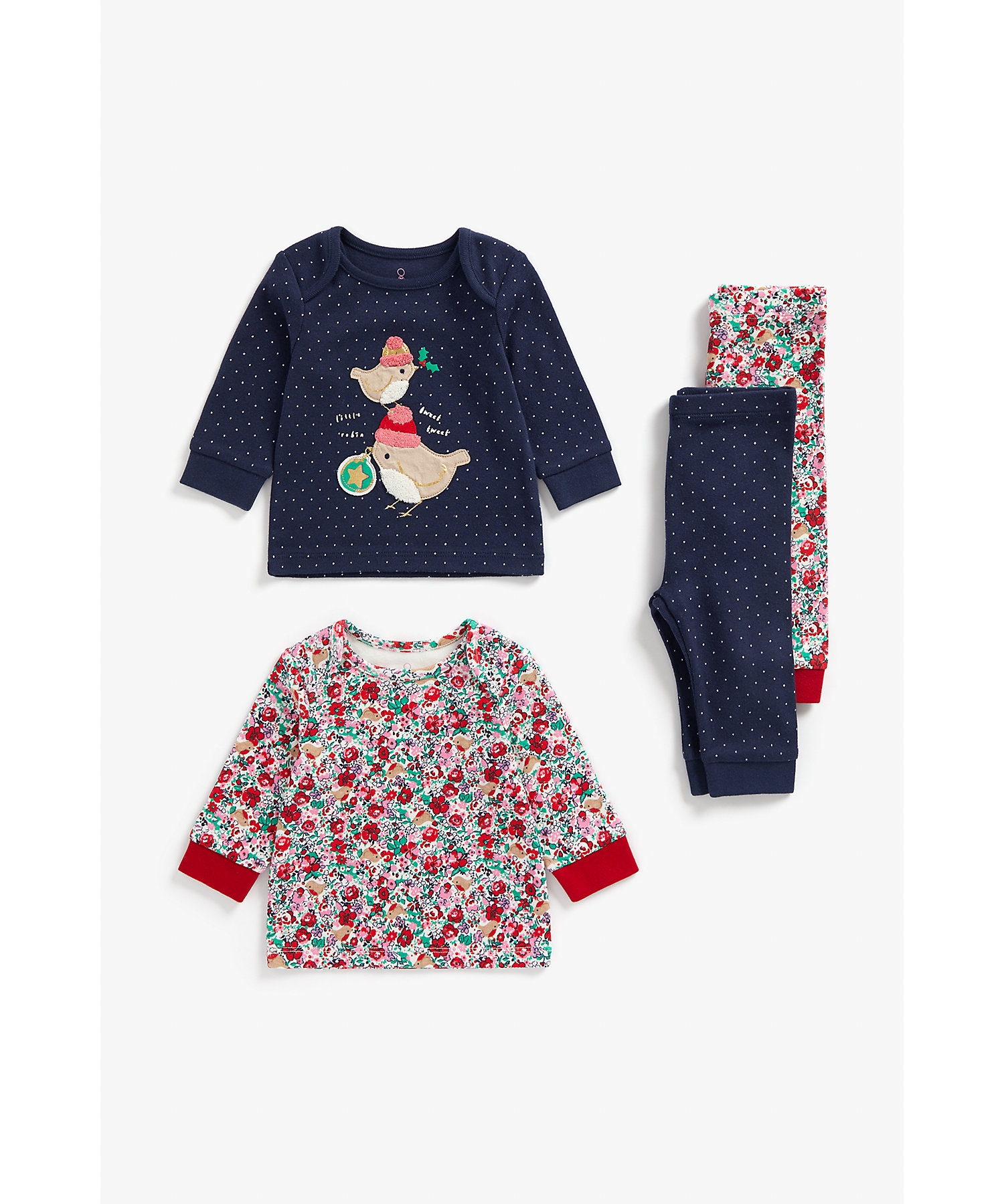 Mothercare | Girls Full Sleeves Pyjama Set -Pack of 2-Multicolor 0