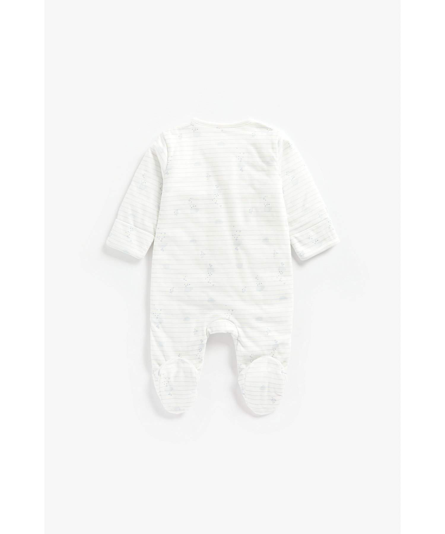Mothercare | Boys Full Sleeves Wadded Sleepsuit Striped - White 1
