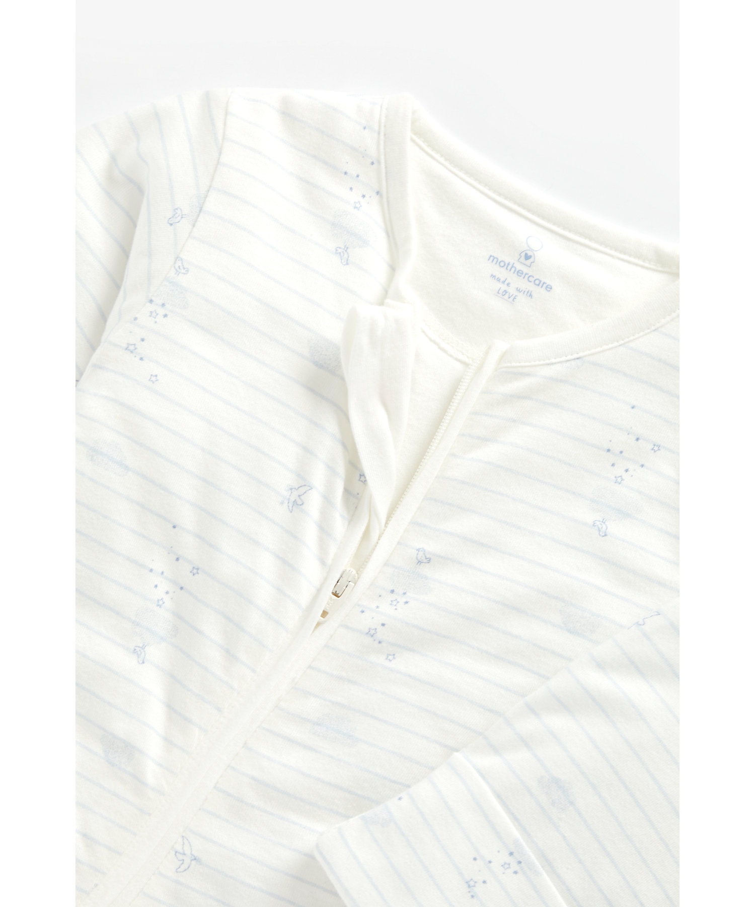 Mothercare | Boys Full Sleeves Wadded Sleepsuit Striped - White 2