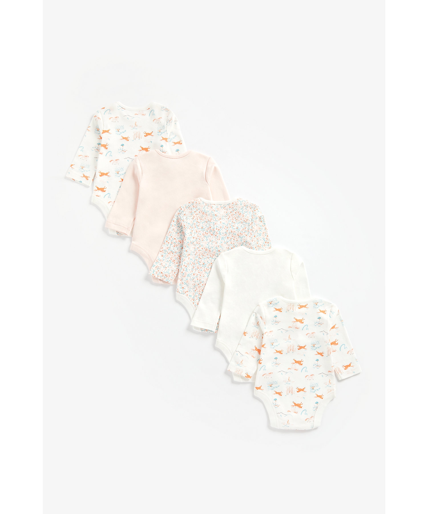 Mothercare | Girls Full Sleeves Bodysuit Horse And Floral Print - Pack Of 5 - Multicolor 1