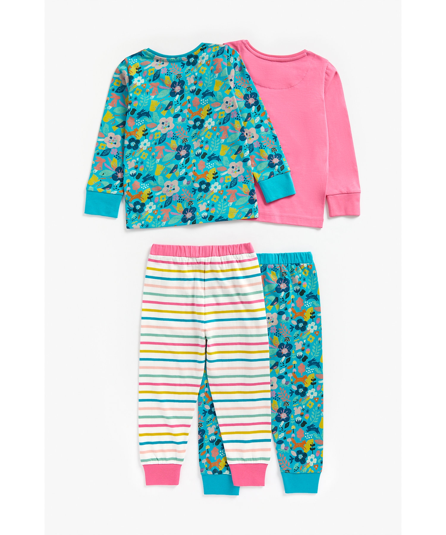 Mothercare | Girls Full Sleeves Pyjama Set Bird Patchwork - Pack Of 2 - Multicolor 1