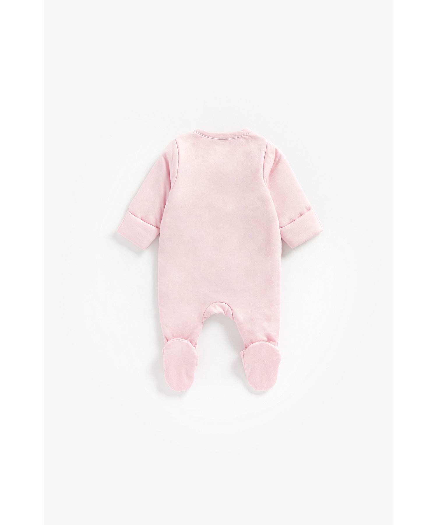 Girls Full Sleeves Wadded Sleepsuit Bee Embroidery - Pink