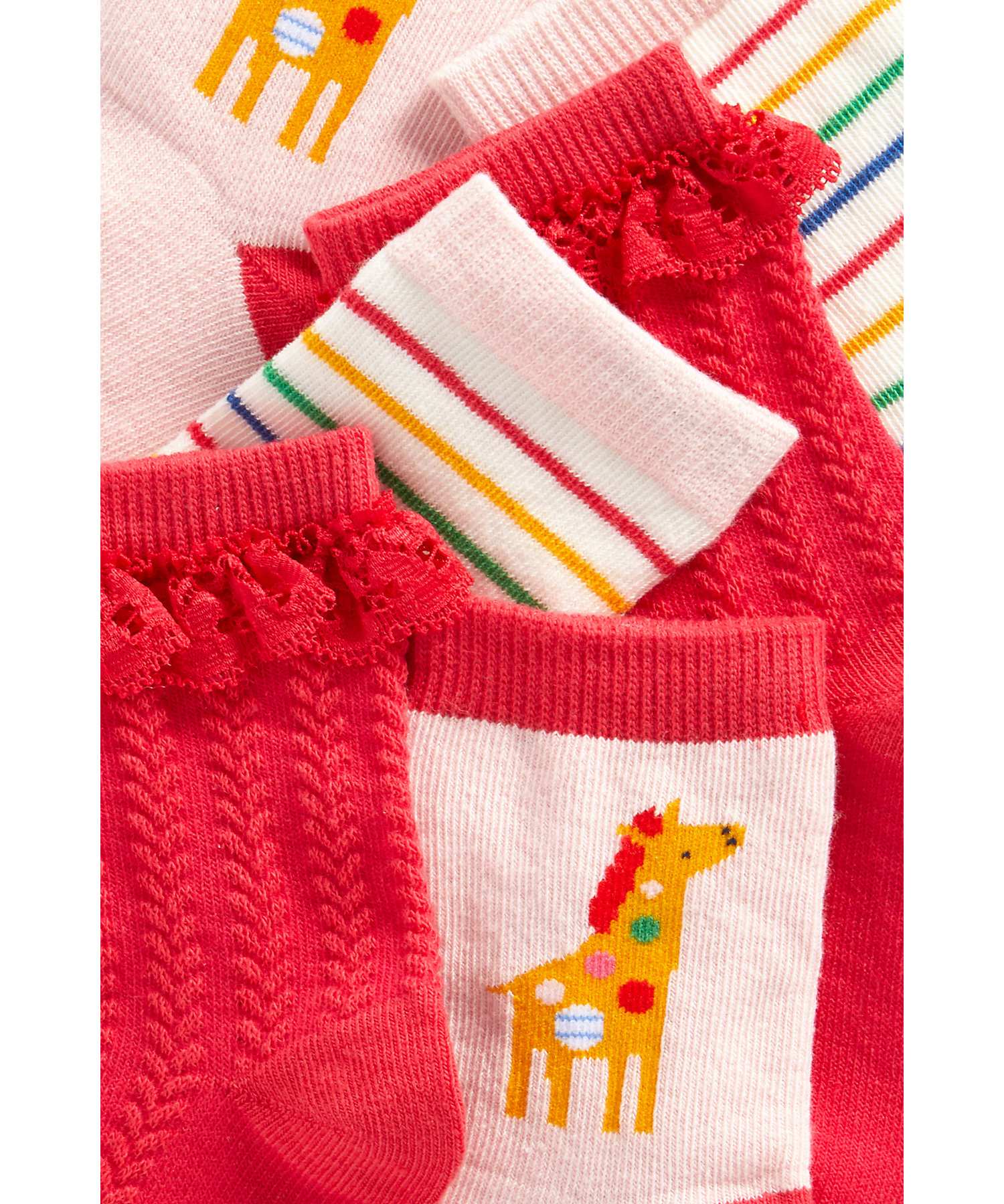 Girls Socks Striped And Giraffe Design - Pack Of 3 - Multicolor