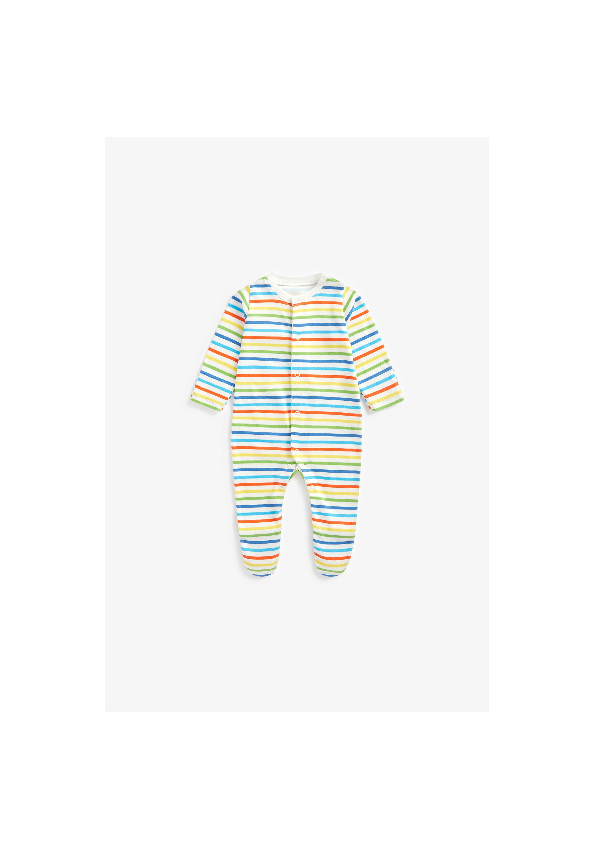Mothercare | Unisex Full Sleeves Sleepsuit Rainbow Stripes - Pack Of 3 - Multicolor 4
