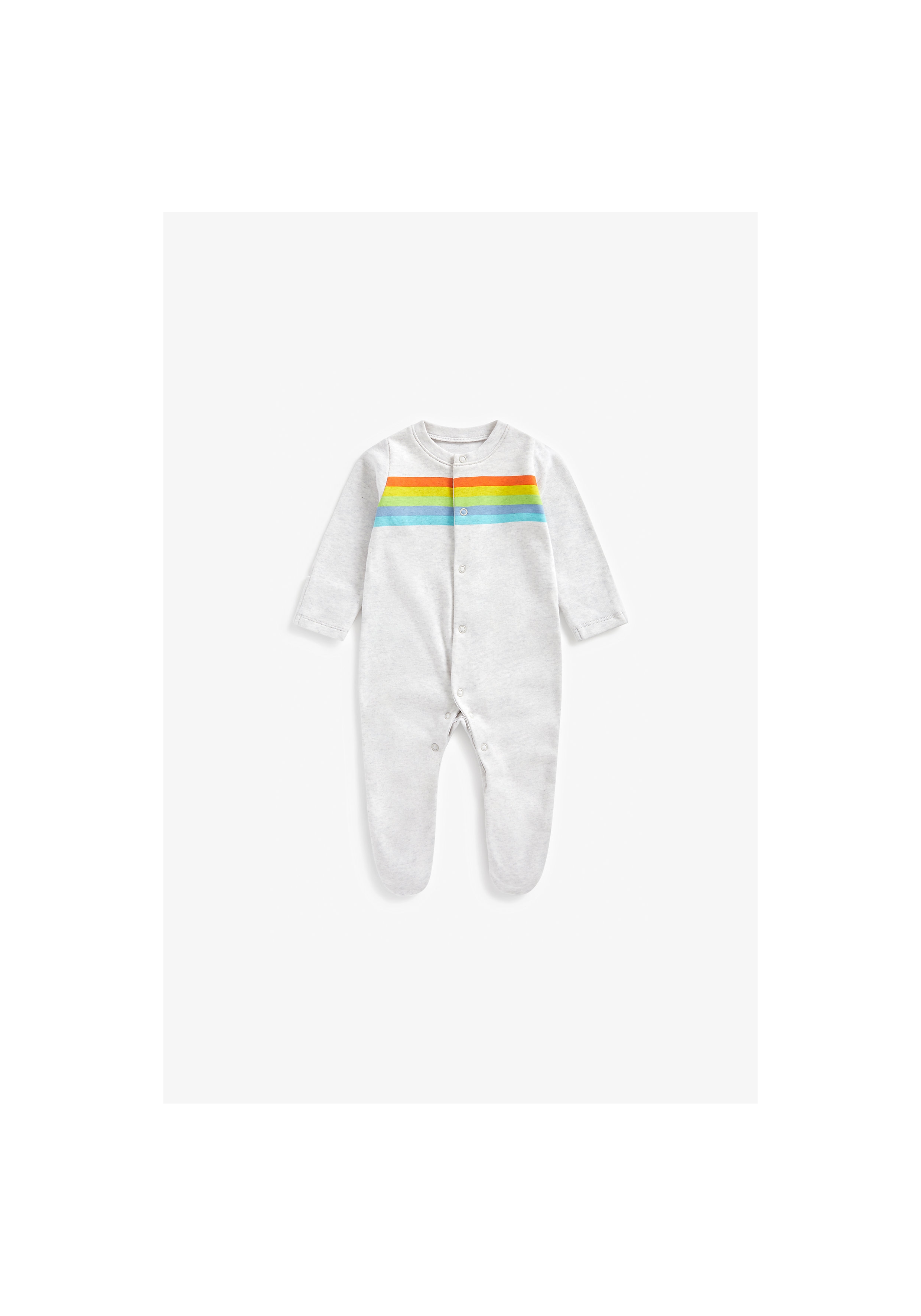 Mothercare | Unisex Full Sleeves Sleepsuit Rainbow Stripes - Pack Of 3 - Multicolor 3