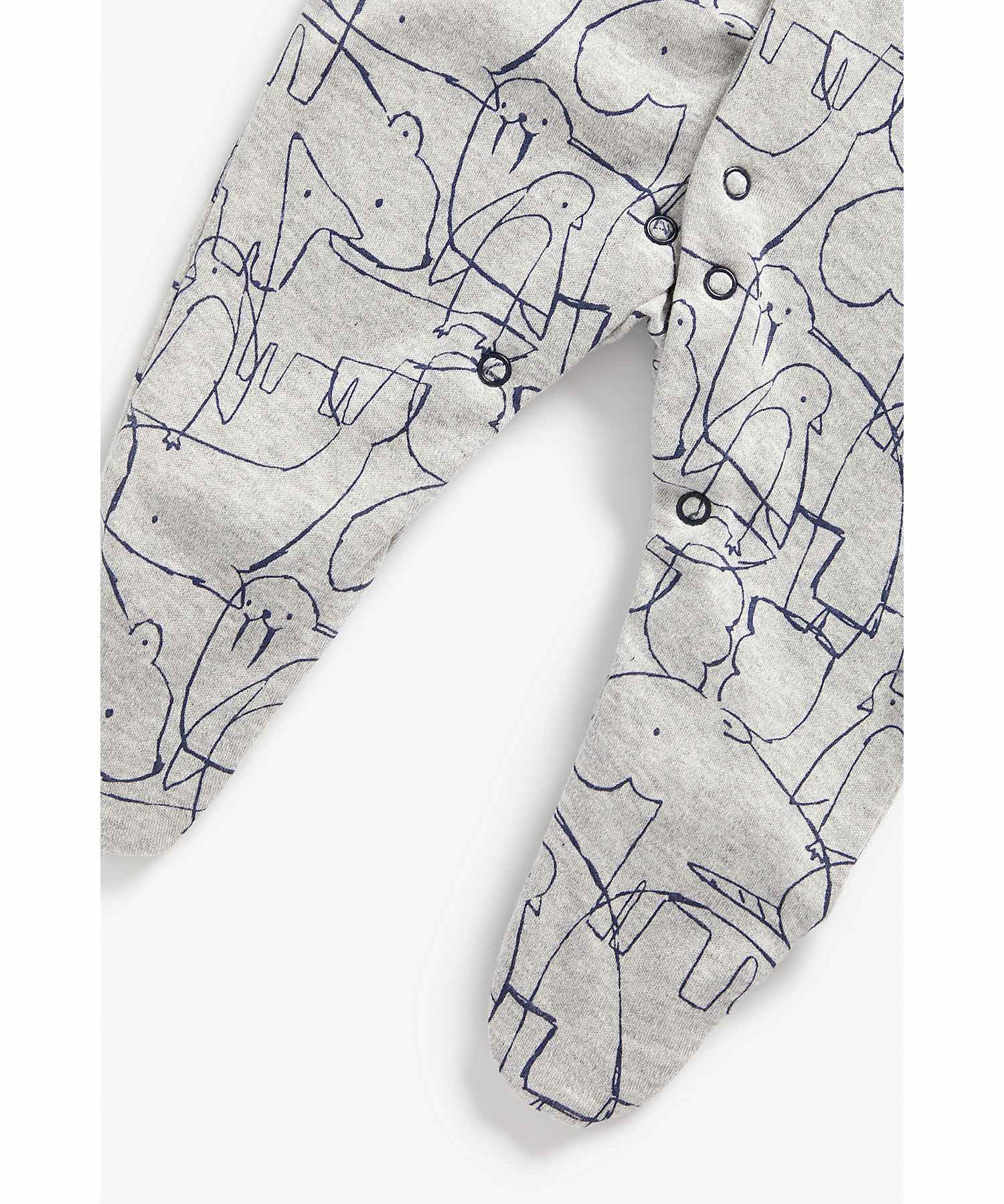 Boys Full Sleeves Sleepsuits -Pack of 3-Multicolor