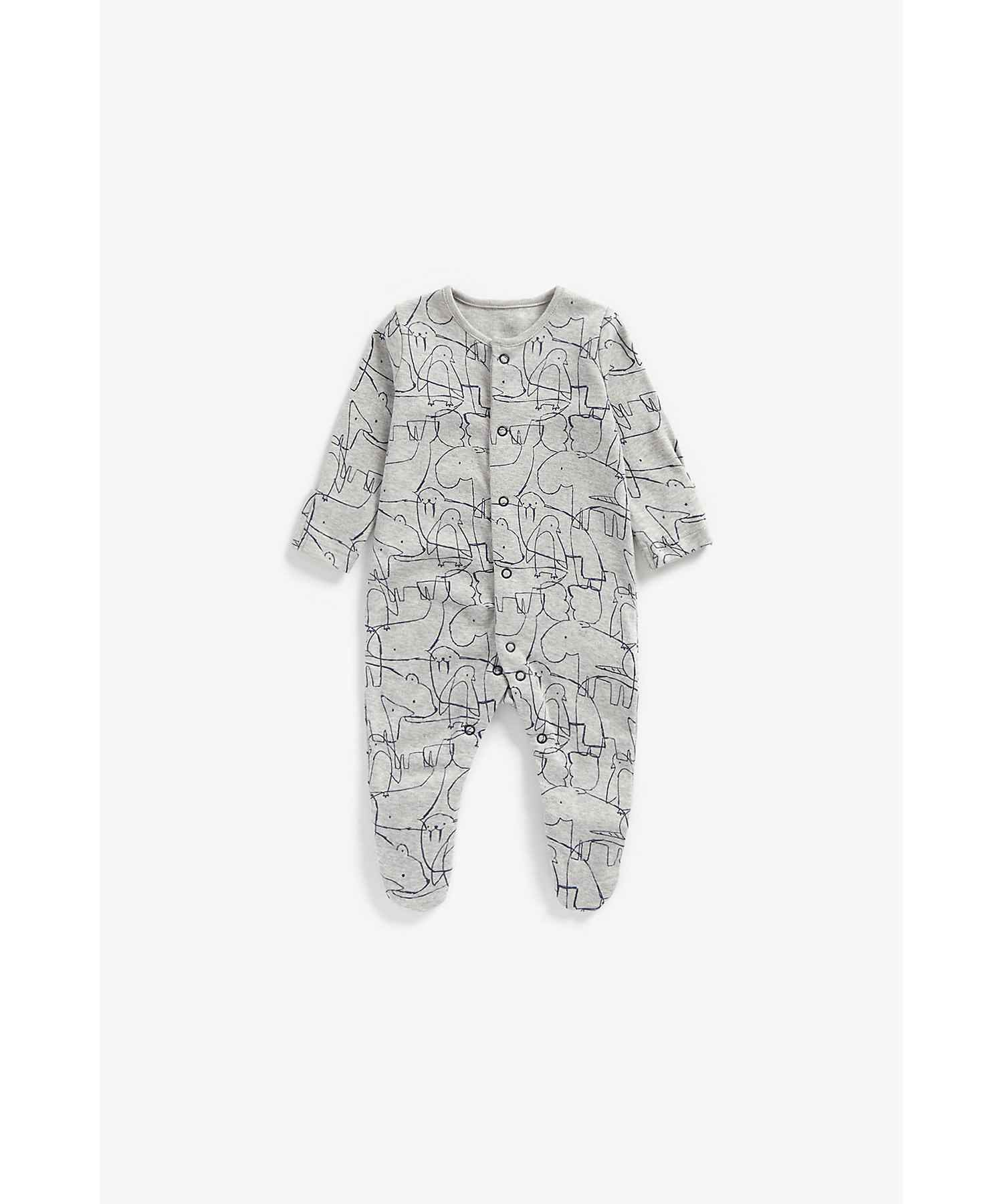 Boys Full Sleeves Sleepsuits -Pack of 3-Multicolor