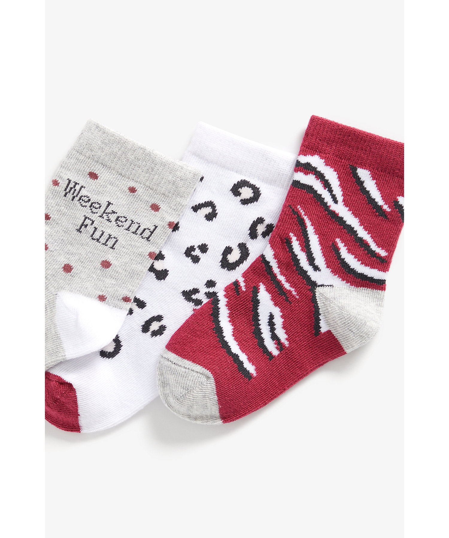Mothercare | Girls Socks Leopard And Zebra Design - Pack Of 3 - Multicolor 1