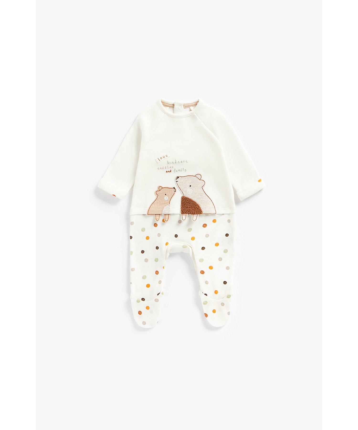 Mothercare | Unisex Full Sleeves Sleepsuits Mock Top and Bottom-White 0