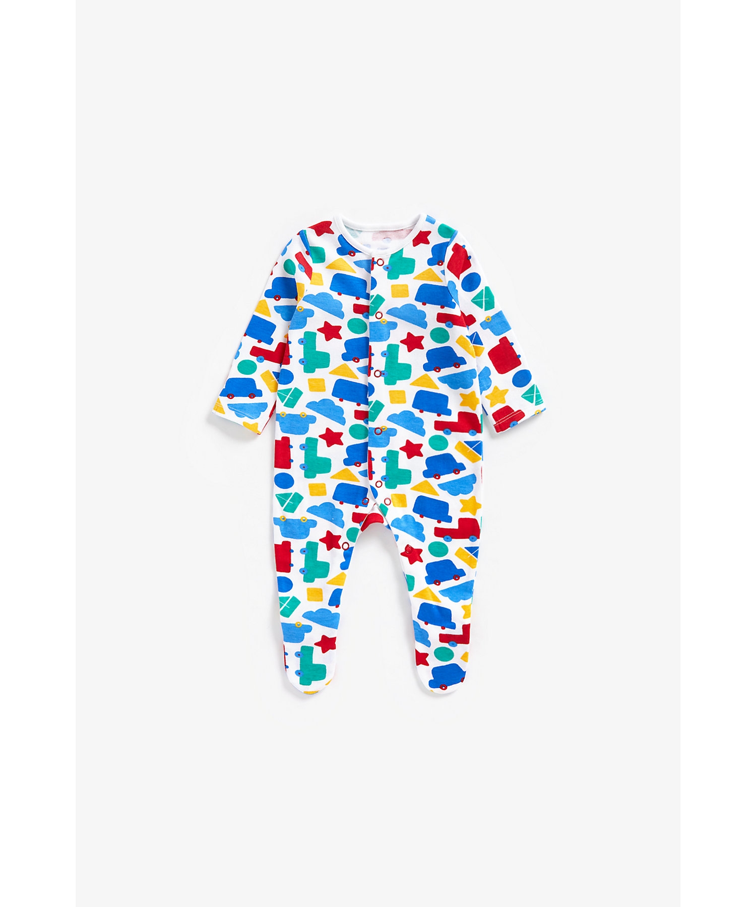 Mothercare | Boys Full Sleeves Sleepsuit All Over Printed-Pack of 3-Multicolor 4