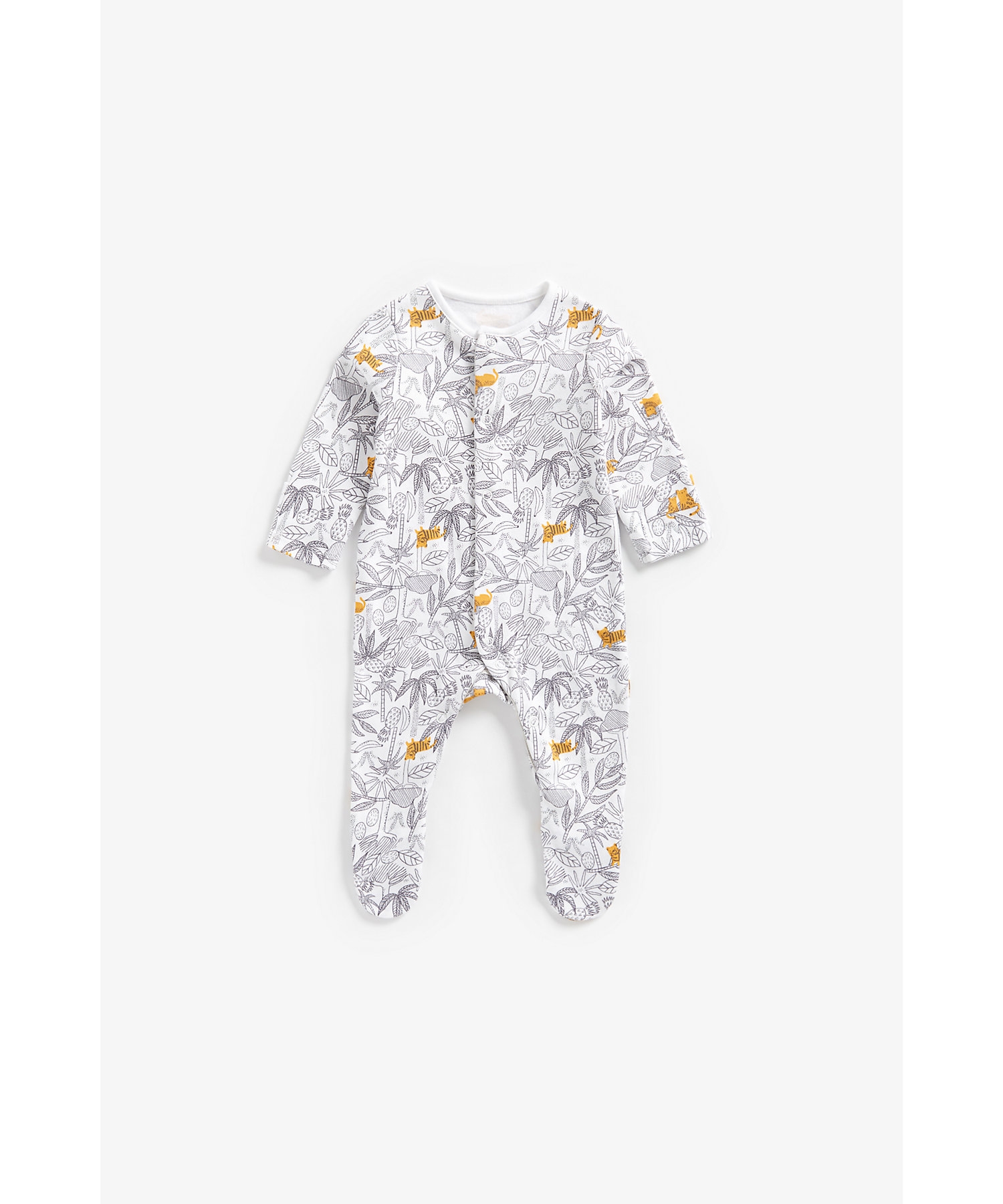 Mothercare | Boys Full Sleeves Sleepsuit Floral Printed -Pack of 3-Multicolor 3