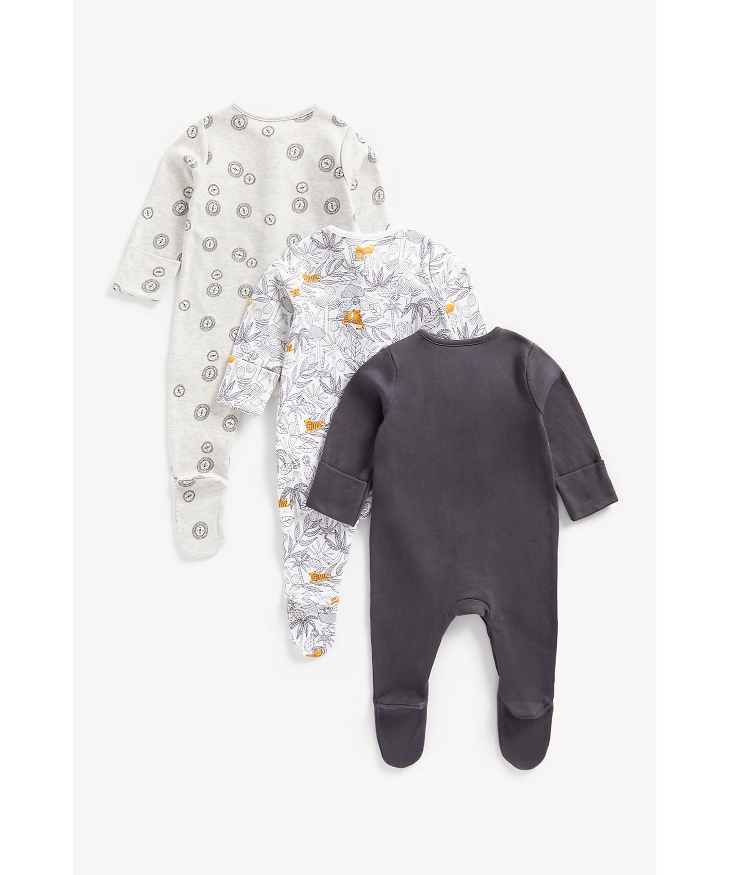 Mothercare | Boys Full Sleeves Sleepsuit Floral Printed -Pack of 3-Multicolor 1