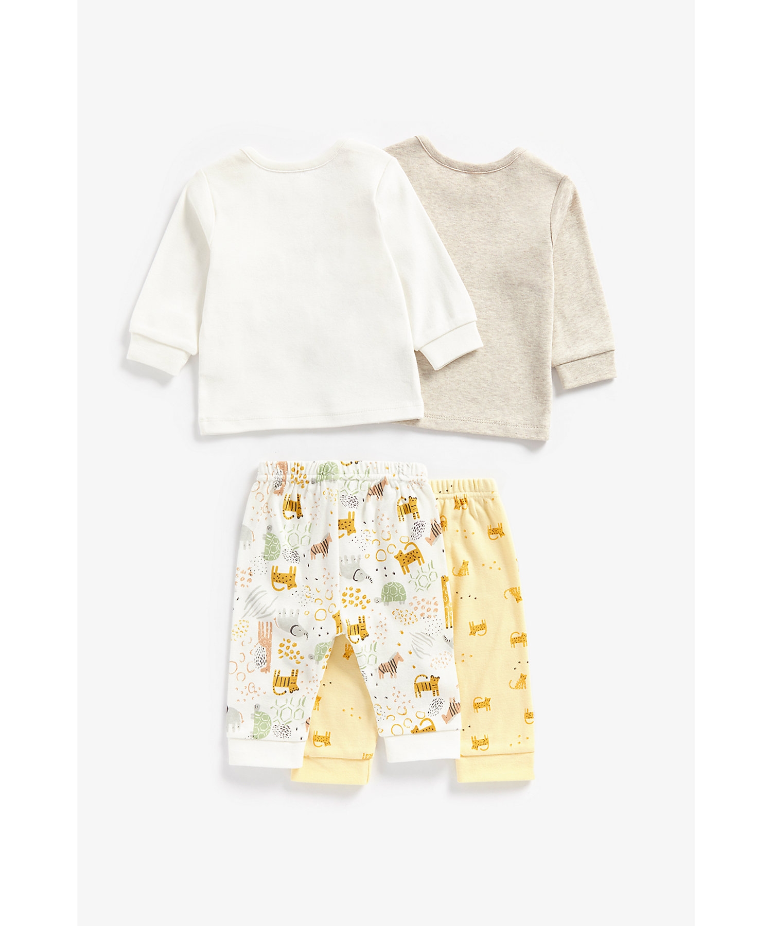 Mothercare | Unisex Full Sleeves Pyjamas Animal Printed-Pack of 2-Cream 1