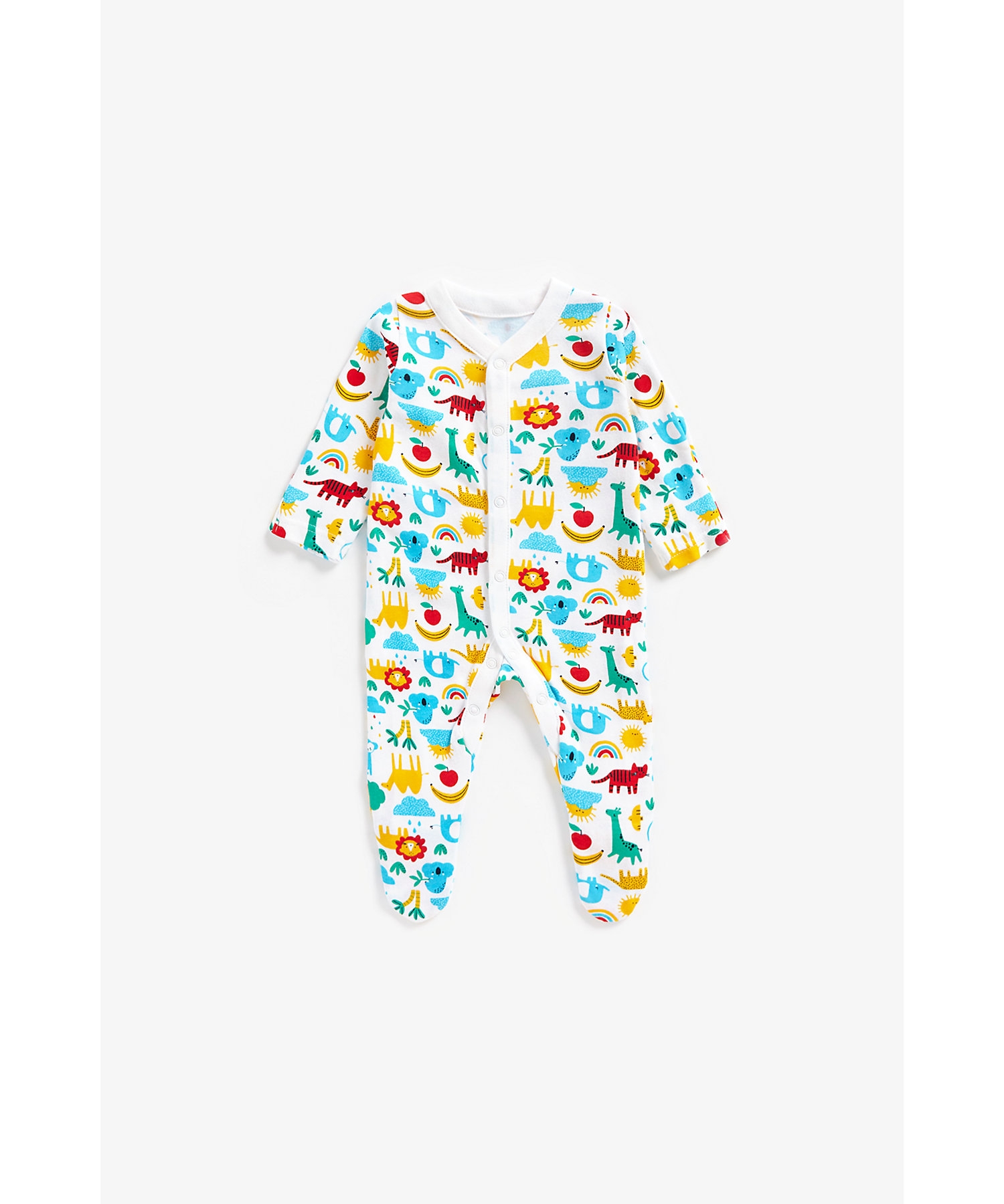 Mothercare | Unisex Full Sleeves Sleepsuits -Pack of 3-Multicolor 4