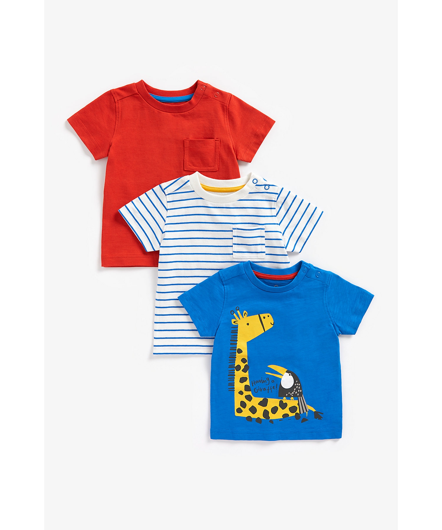 Mothercare | Boys Short Sleeves T-Shirt -Pack of 3-Multicolor 0