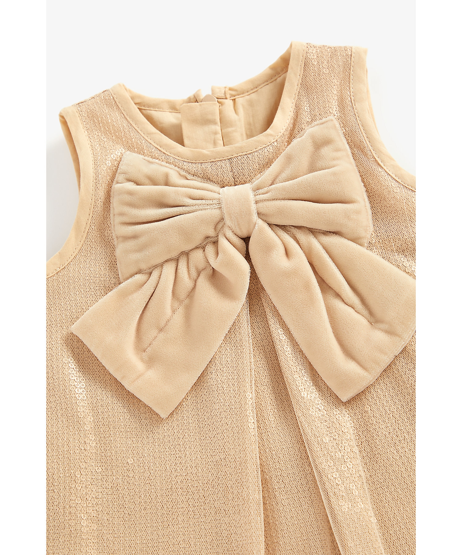 Mothercare | Girls Sleeveless Dress Bow Design-Cream 2