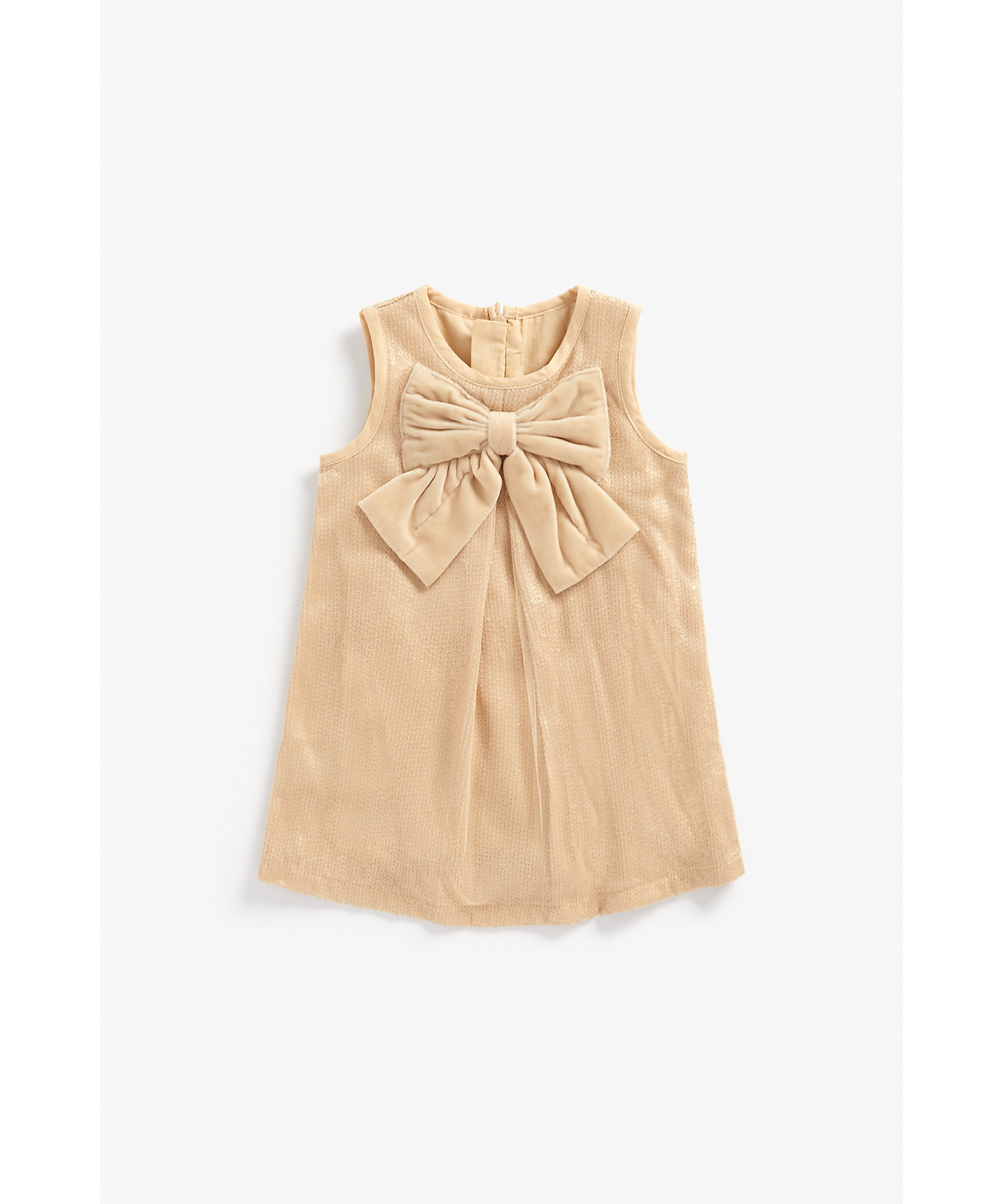 Girls Sleeveless Dress Bow Design-Cream