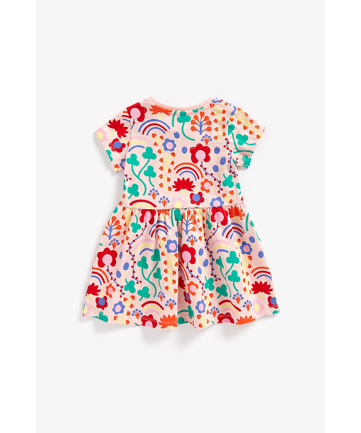 Mothercare | Girls Short Sleeves Dress All Over Printed-Pink 1