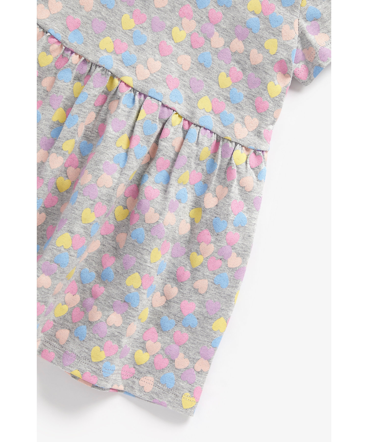 Mothercare | Girls Short Sleeves Dress Heart Printed-Grey 3