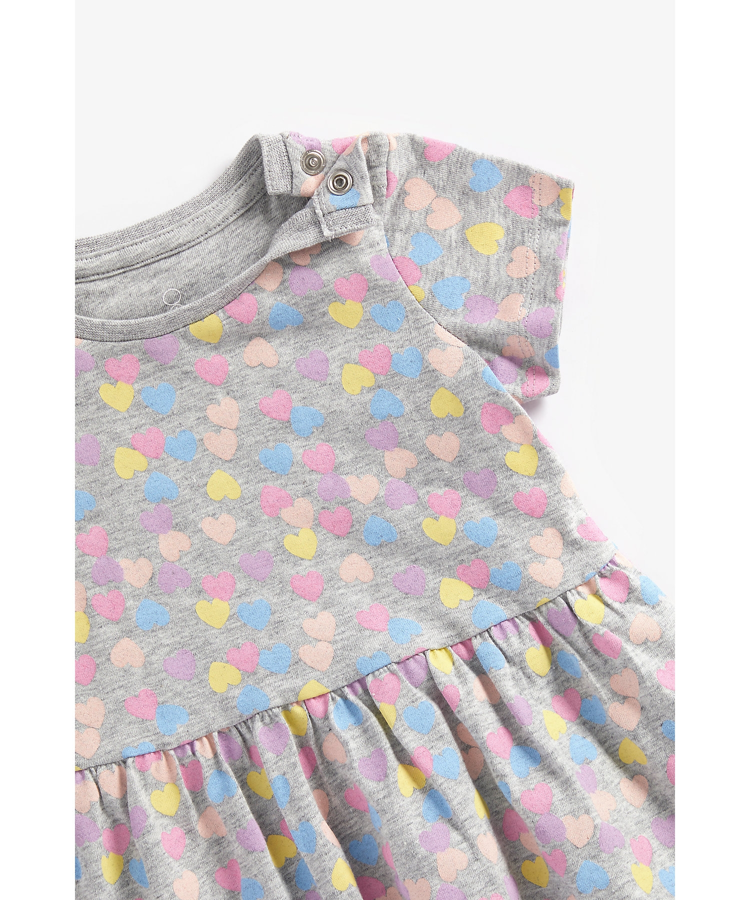 Mothercare | Girls Short Sleeves Dress Heart Printed-Grey 2