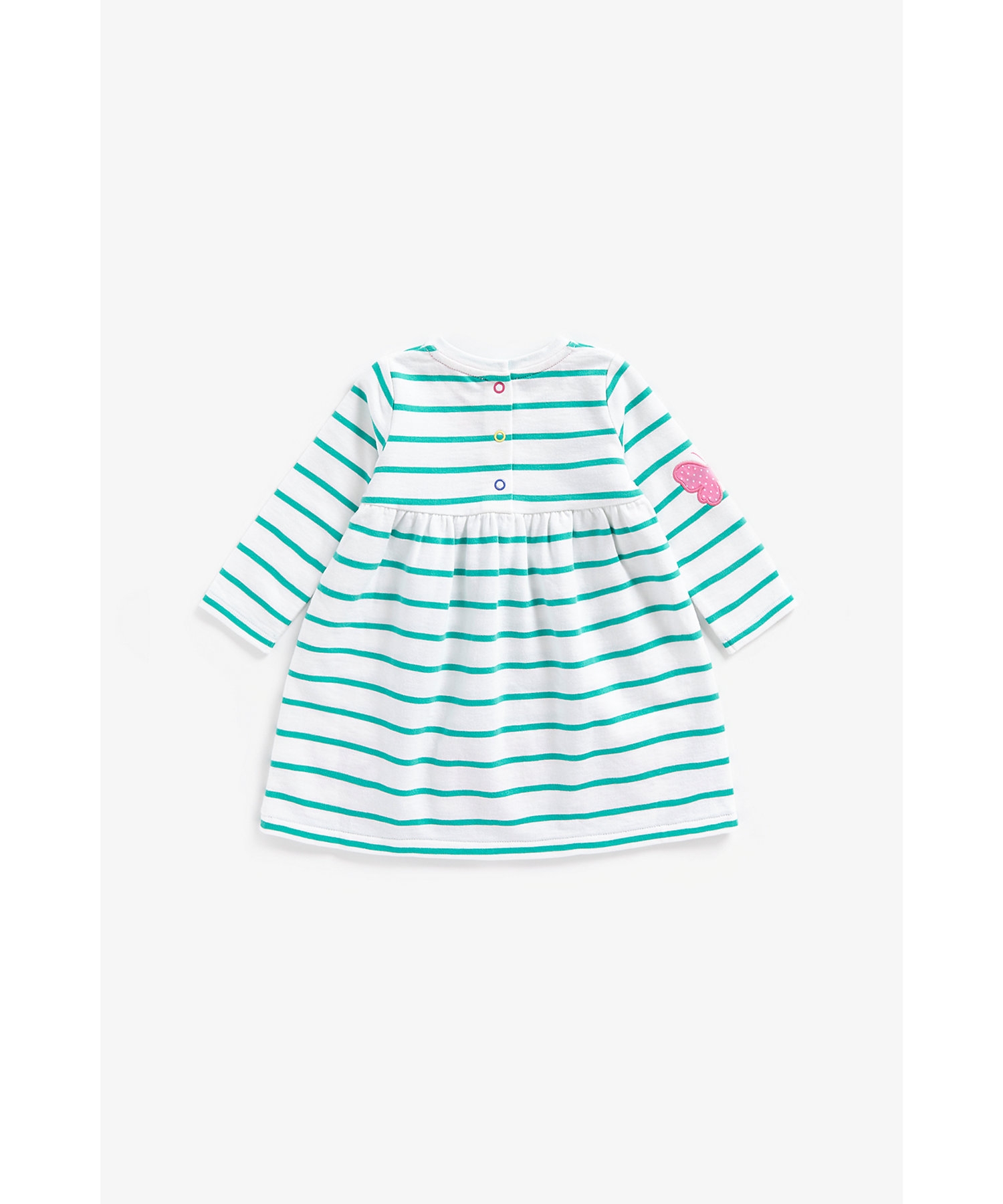 Mothercare | Girls Full Sleeves Dress Striped-White 1