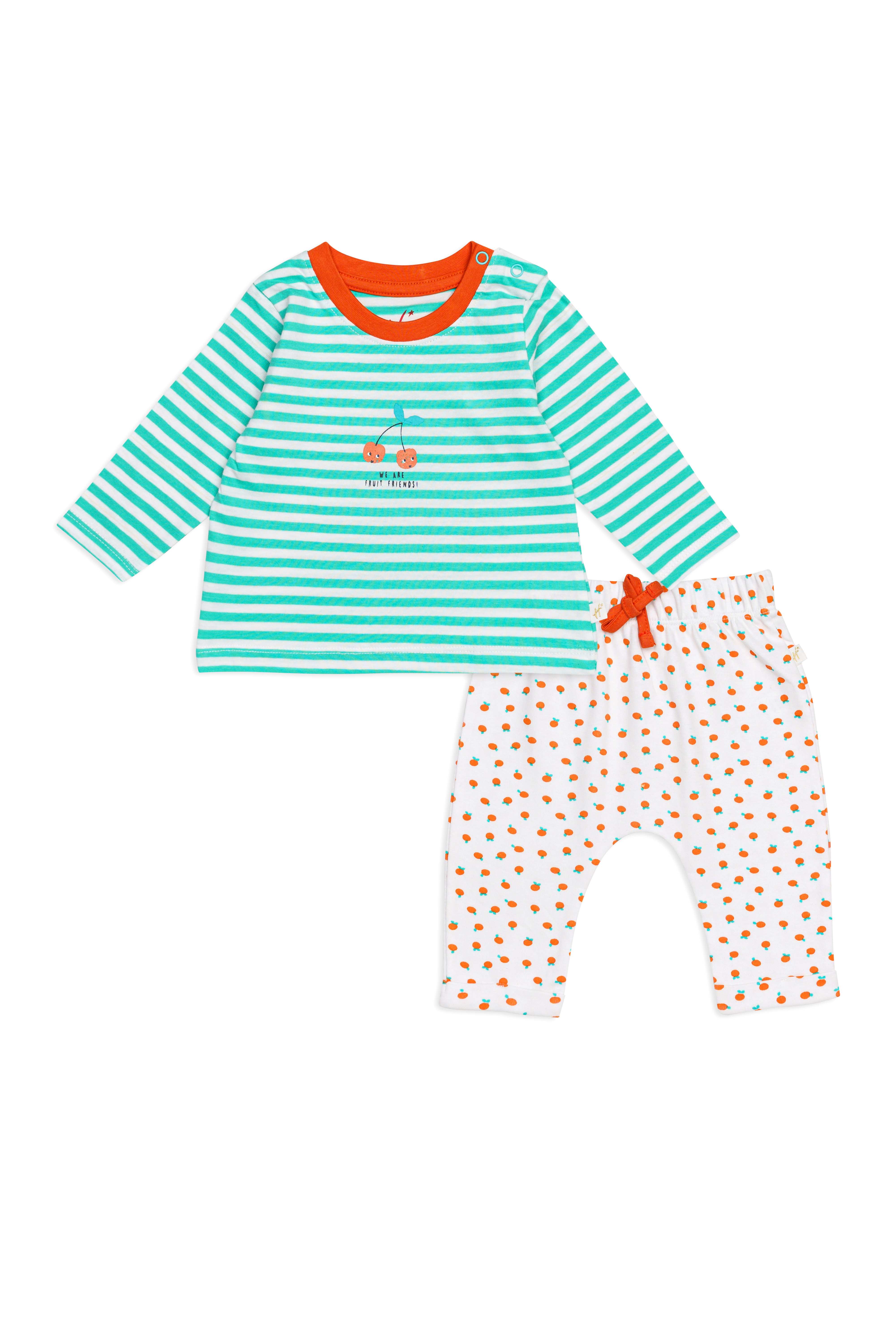 H by Hamleys Girls 100% Cotton Full Sleeves Top and bottom Set - Multi