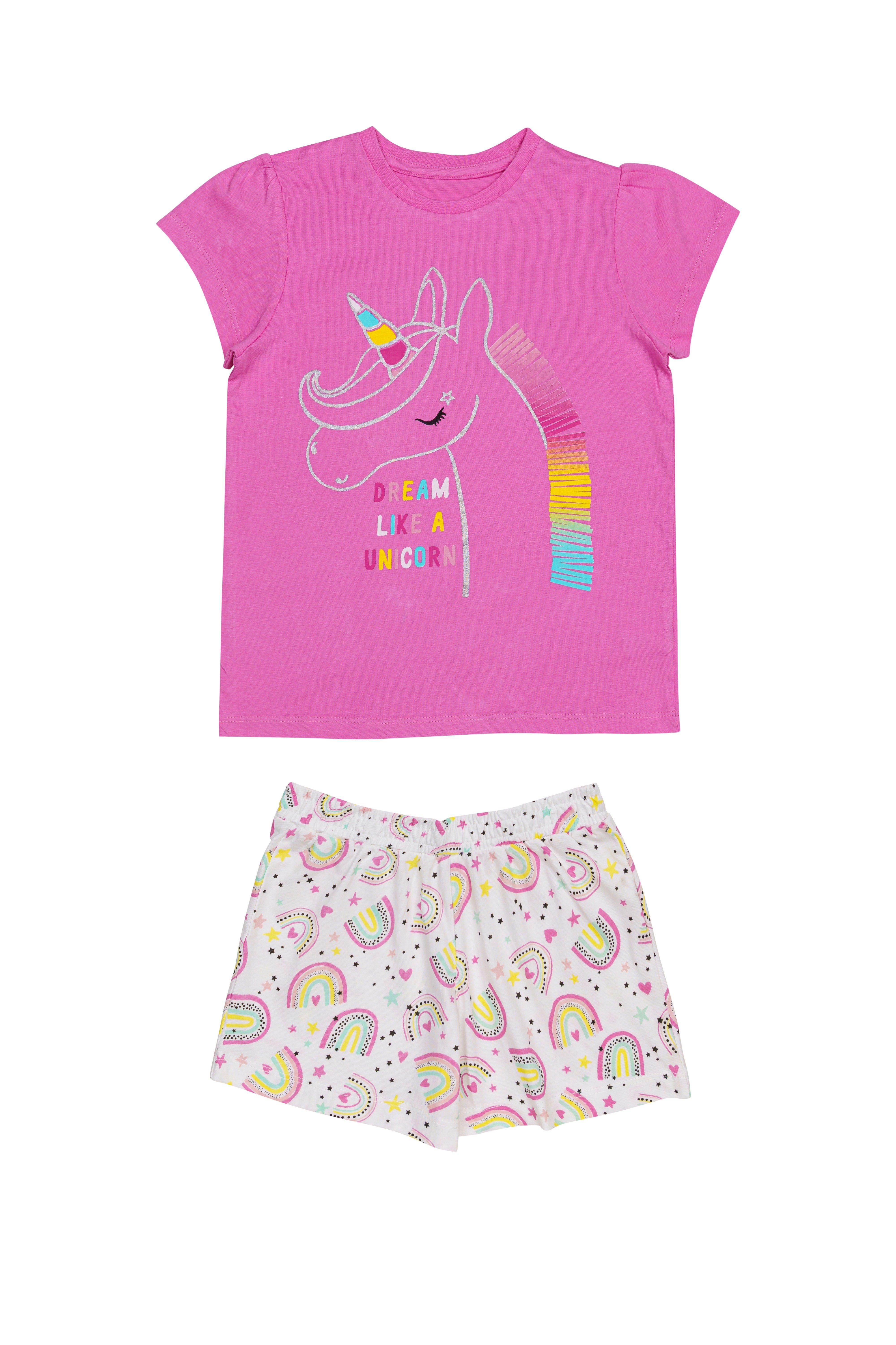 H by Hamleys Girls 100% Cotton Short Sleeves Pyjama Set - Multi