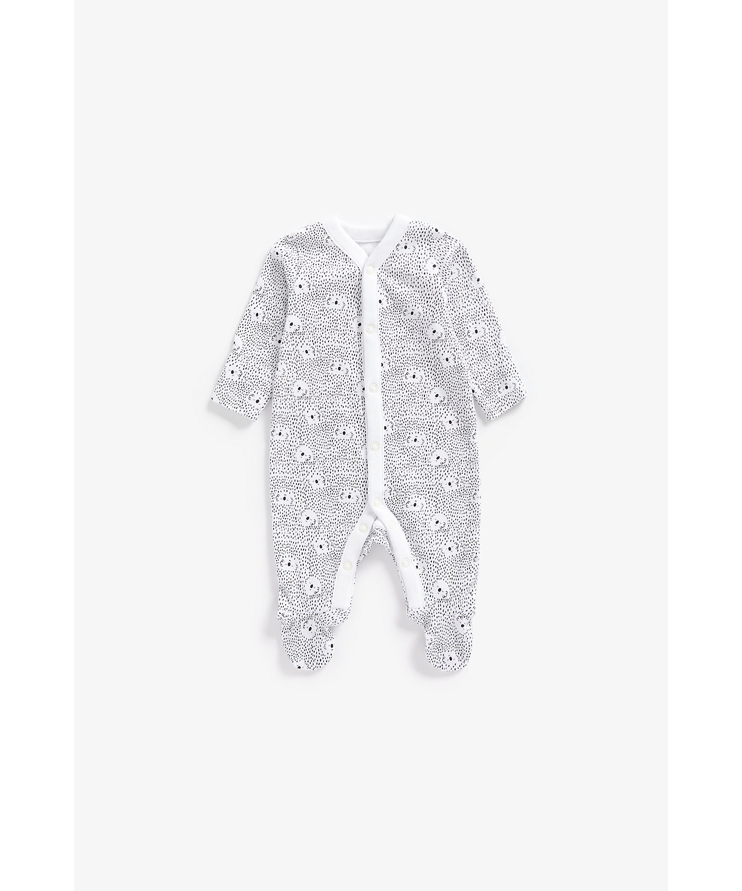 Mothercare | Unisex Full Sleeves Sleepsuits Polar Bear Printed-Pack of 3-White 4