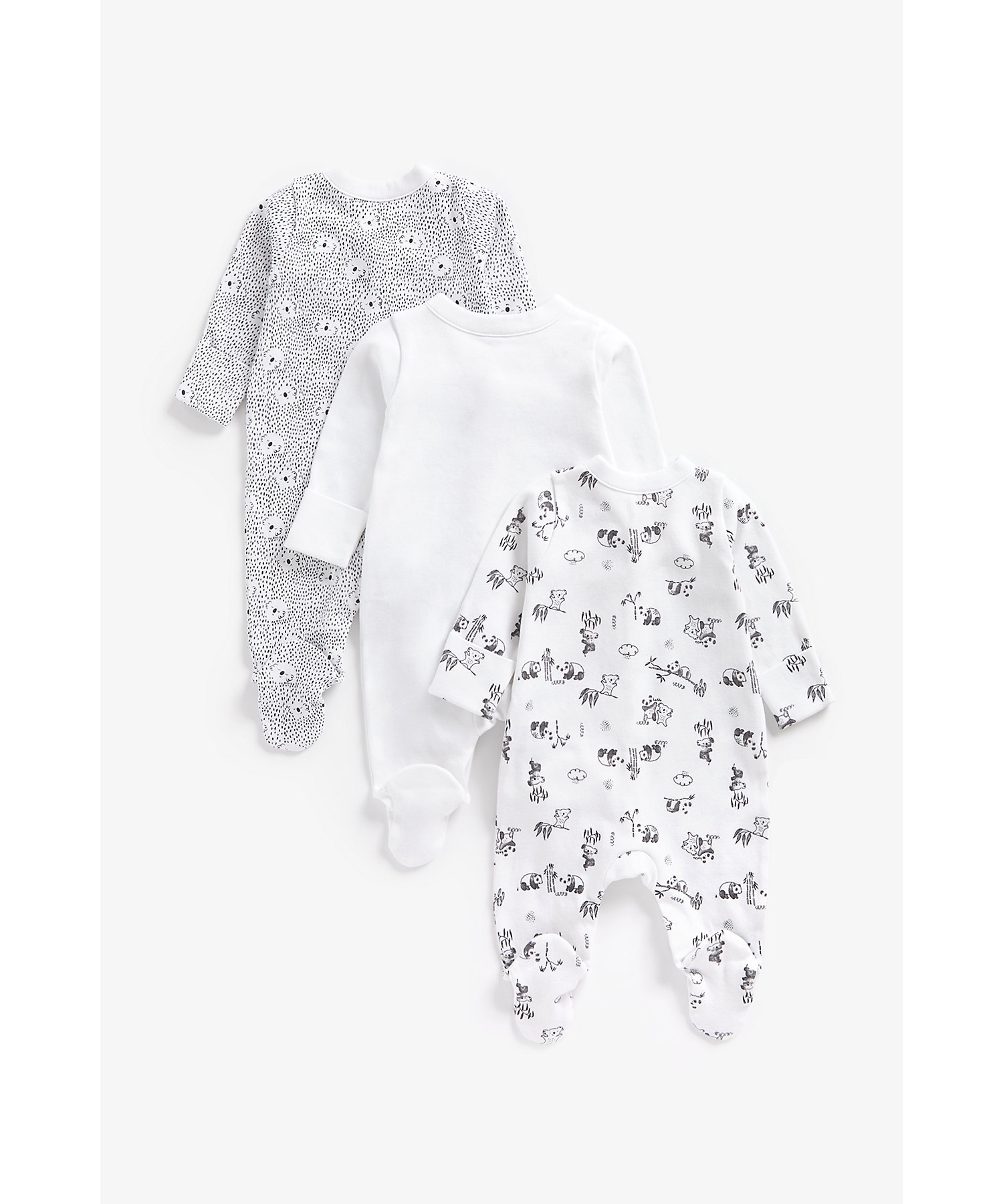 Mothercare | Unisex Full Sleeves Sleepsuits Polar Bear Printed-Pack of 3-White 1