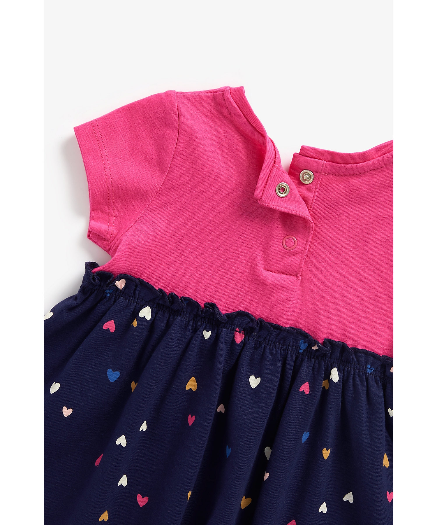 Mothercare | Girls Short Sleeves Dress Heart Printed-Pink 3