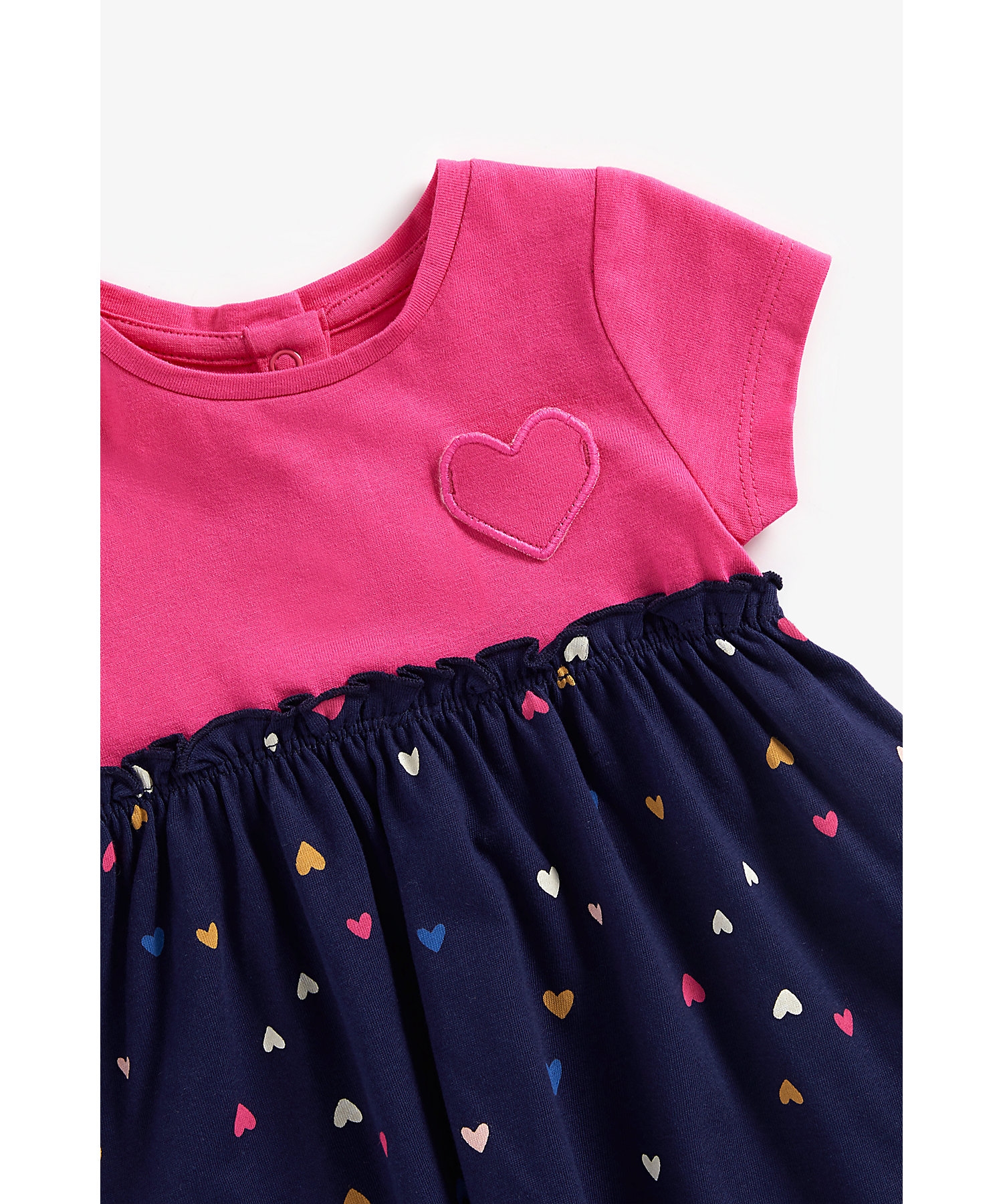 Mothercare | Girls Short Sleeves Dress Heart Printed-Pink 2