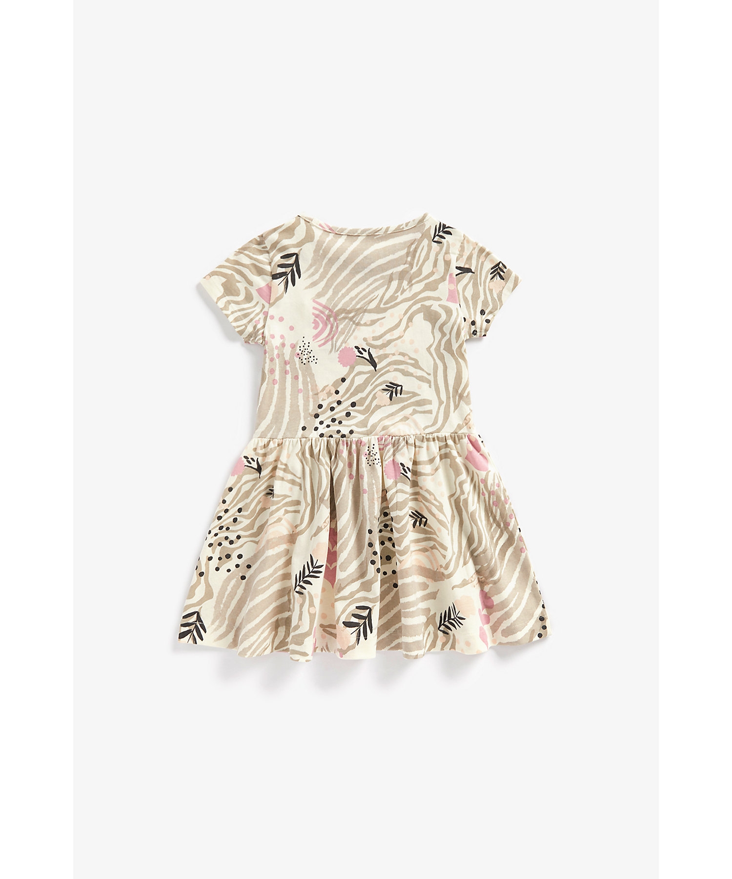 Mothercare | Girls Short Sleeves Dress All Over Printed -Cream 1