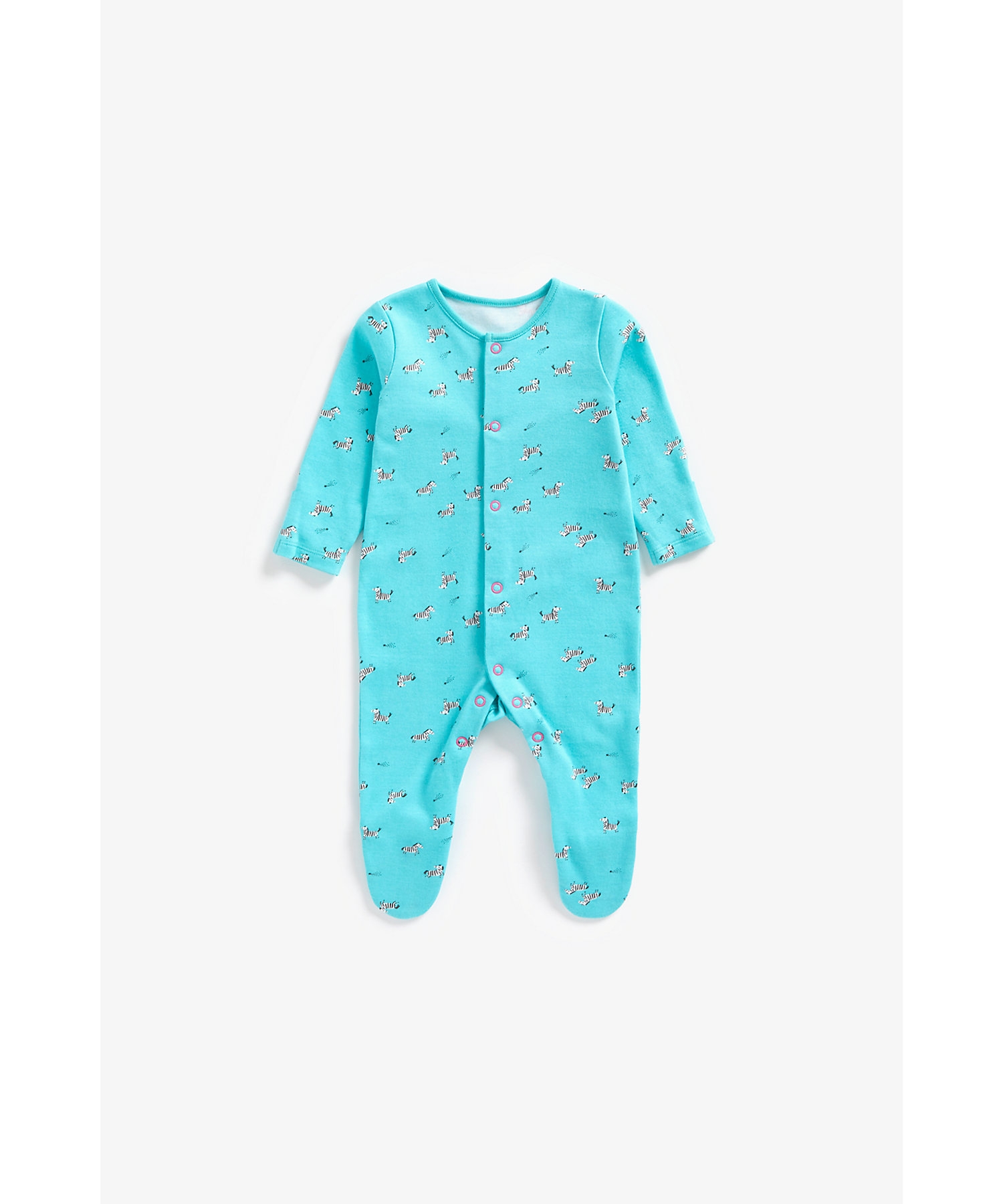 Mothercare | Girls Full Sleeves Sleepsuits Zebra Printed-Pack of 3-Multi 4
