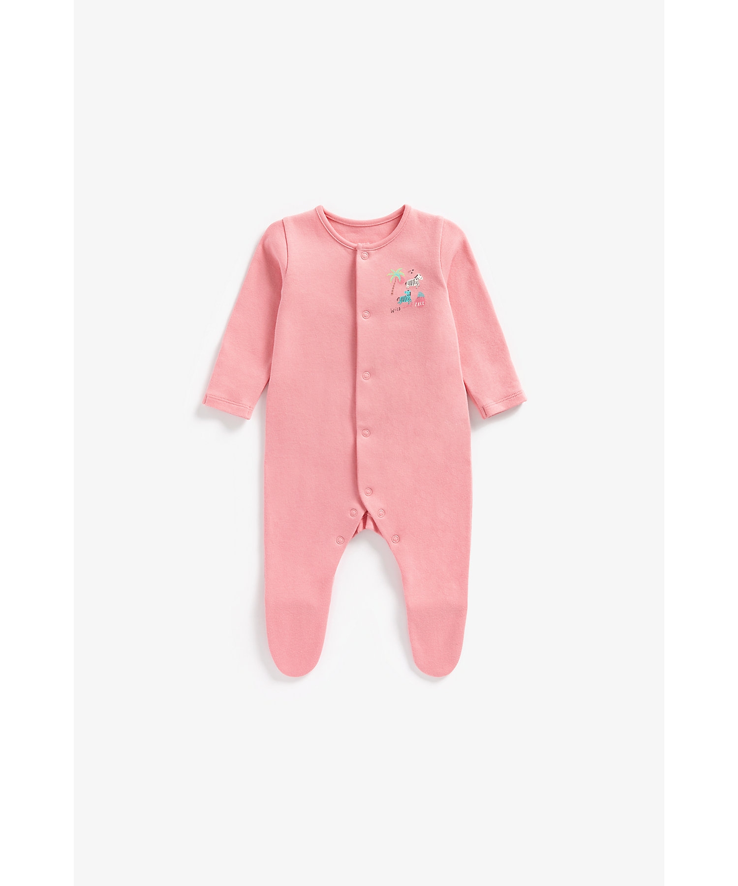 Mothercare | Girls Full Sleeves Sleepsuits Zebra Printed-Pack of 3-Multi 3