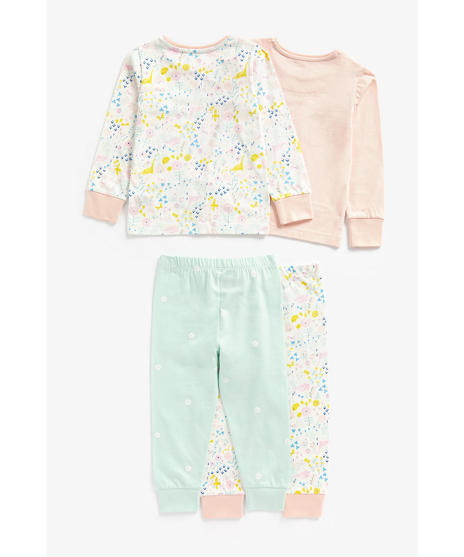 Mothercare | Girls Full Sleeves Pyjamas Dino Printed-Pack of 2-Multicolor 1