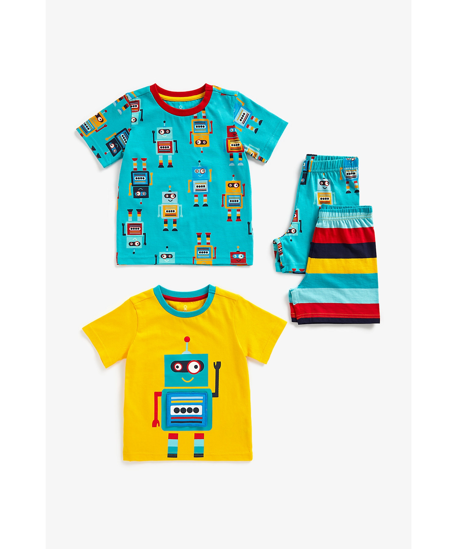 Mothercare | Boys Short Sleeves Pyjamas Robot Printed-Pack of 2-Multicolor 0