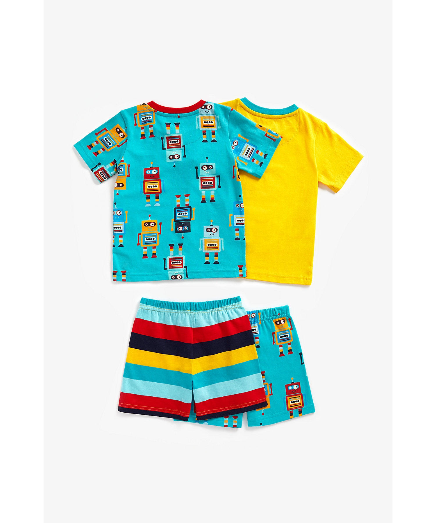 Mothercare | Boys Short Sleeves Pyjamas Robot Printed-Pack of 2-Multicolor 1