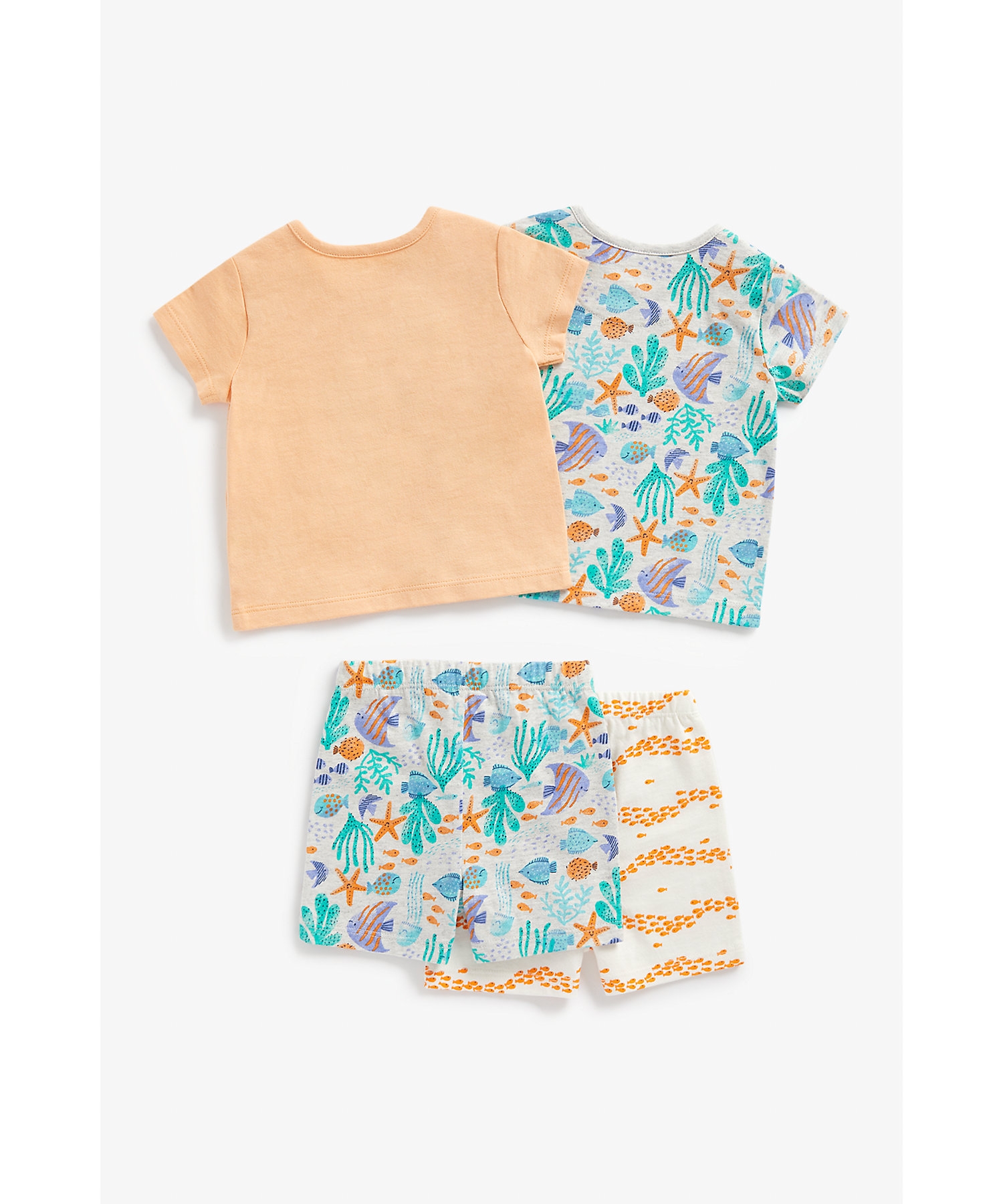 Mothercare | Unisex Short Sleeves Pyjamas Sea Creatures Printed-Pack of 2-Multicolor 1