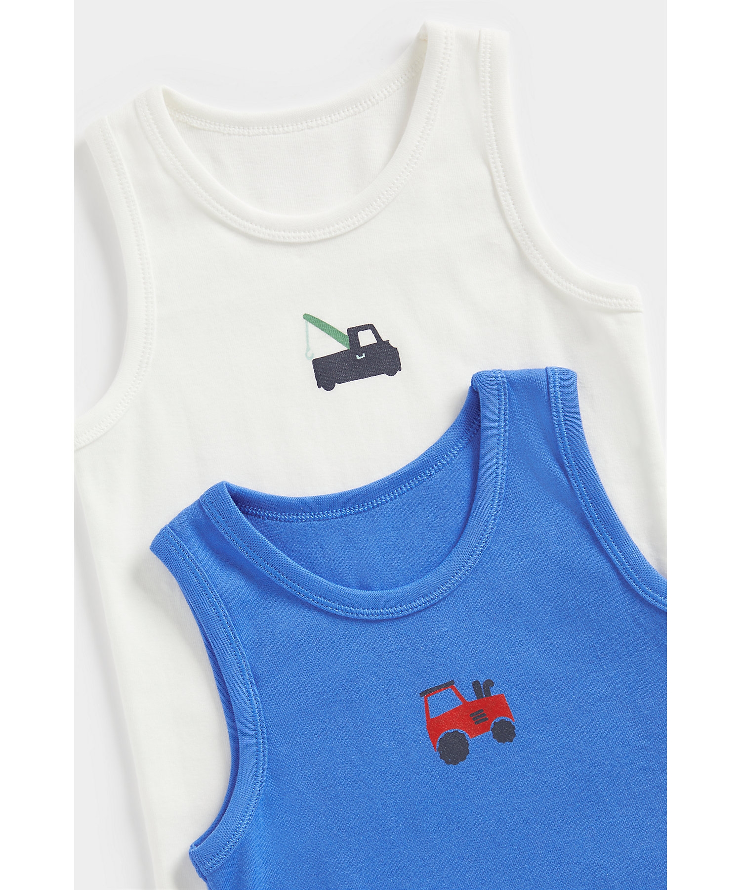 Mothercare | Boys Sleeveless Vest Vehicle Design-Pack of 2-Multicolor 1