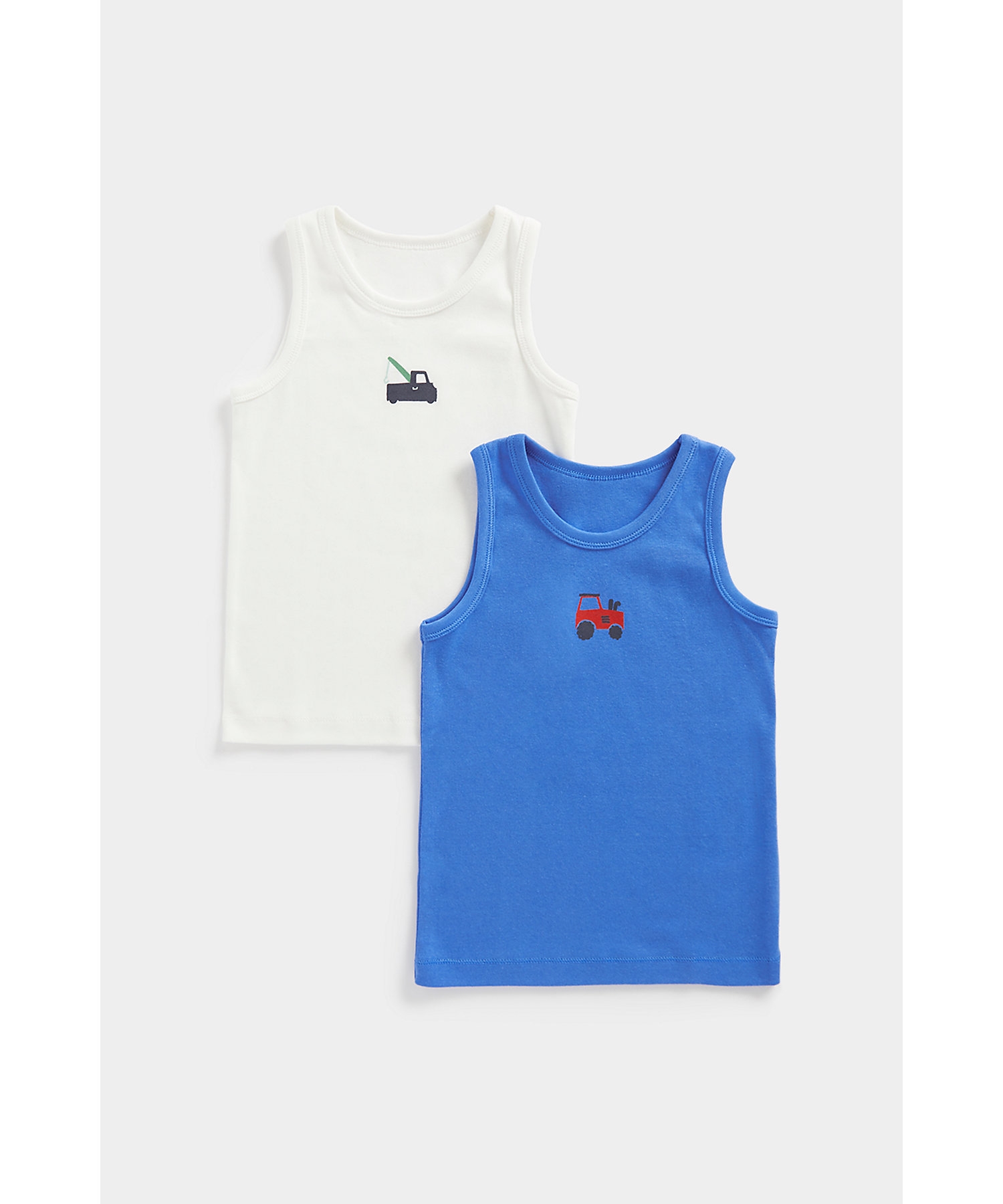 Mothercare | Boys Sleeveless Vest Vehicle Design-Pack of 2-Multicolor 0