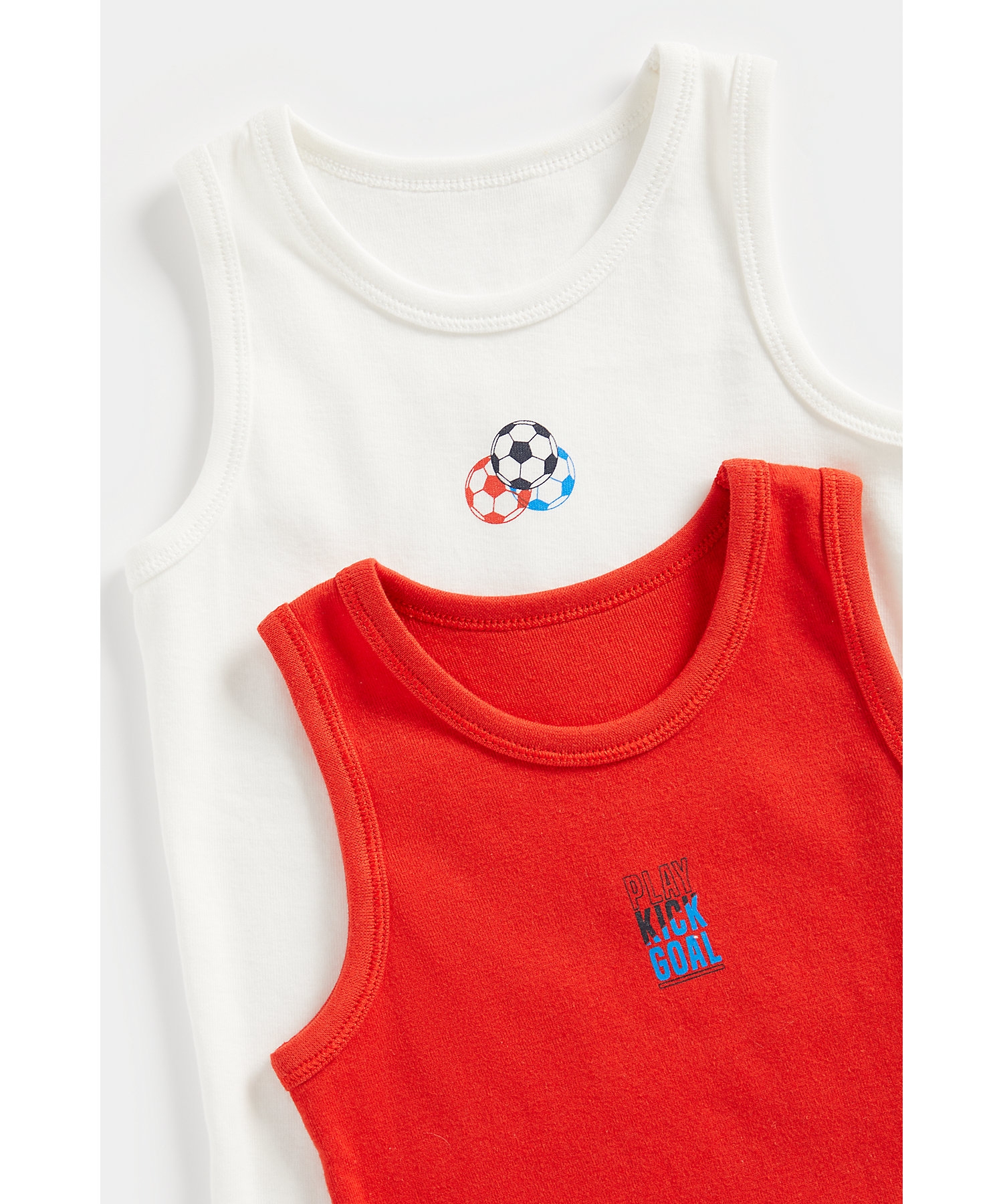 Mothercare | Boys Sleeveless Vest Football Chest Print-Pack of 2-Multicolor 1