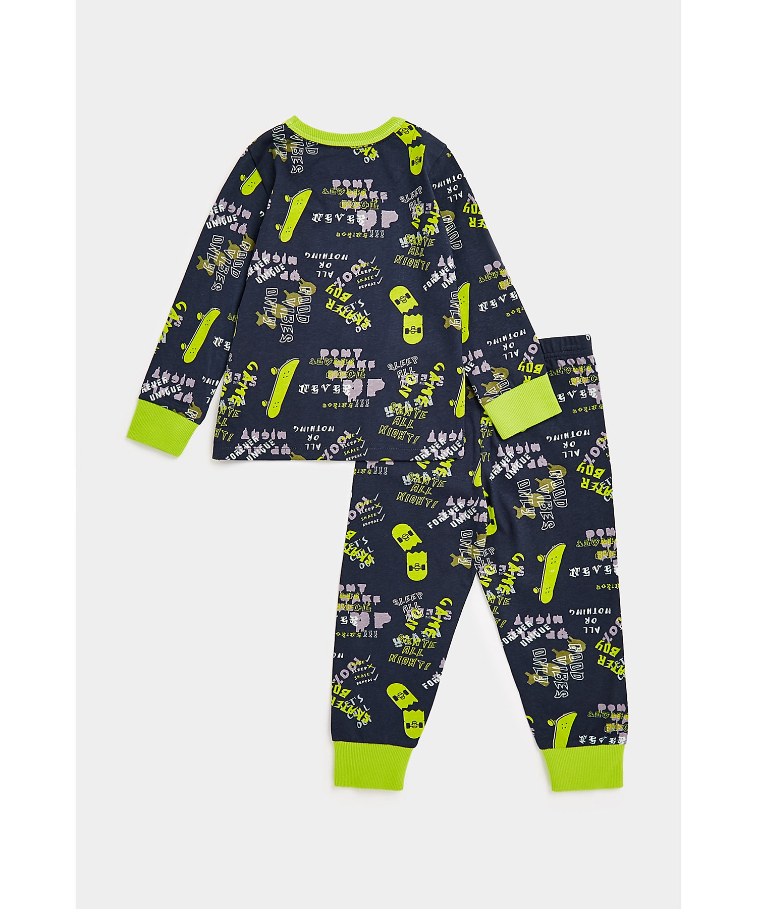 Mothercare | Boys Full Sleeves Pyjama Set All Over Print-Grey 1