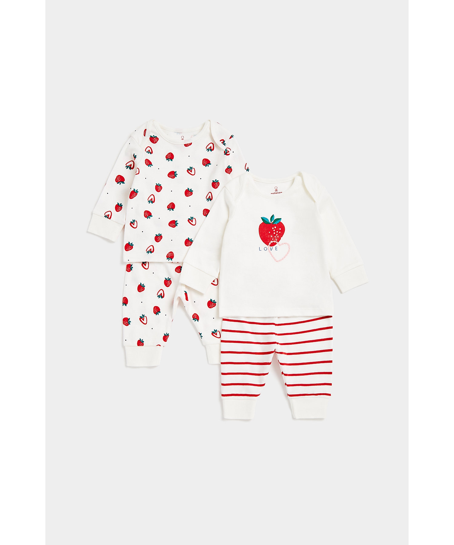 Mothercare | Girls Full Sleeves Pyjama Set Fruit Design-Pack of 2-Multicolor 0