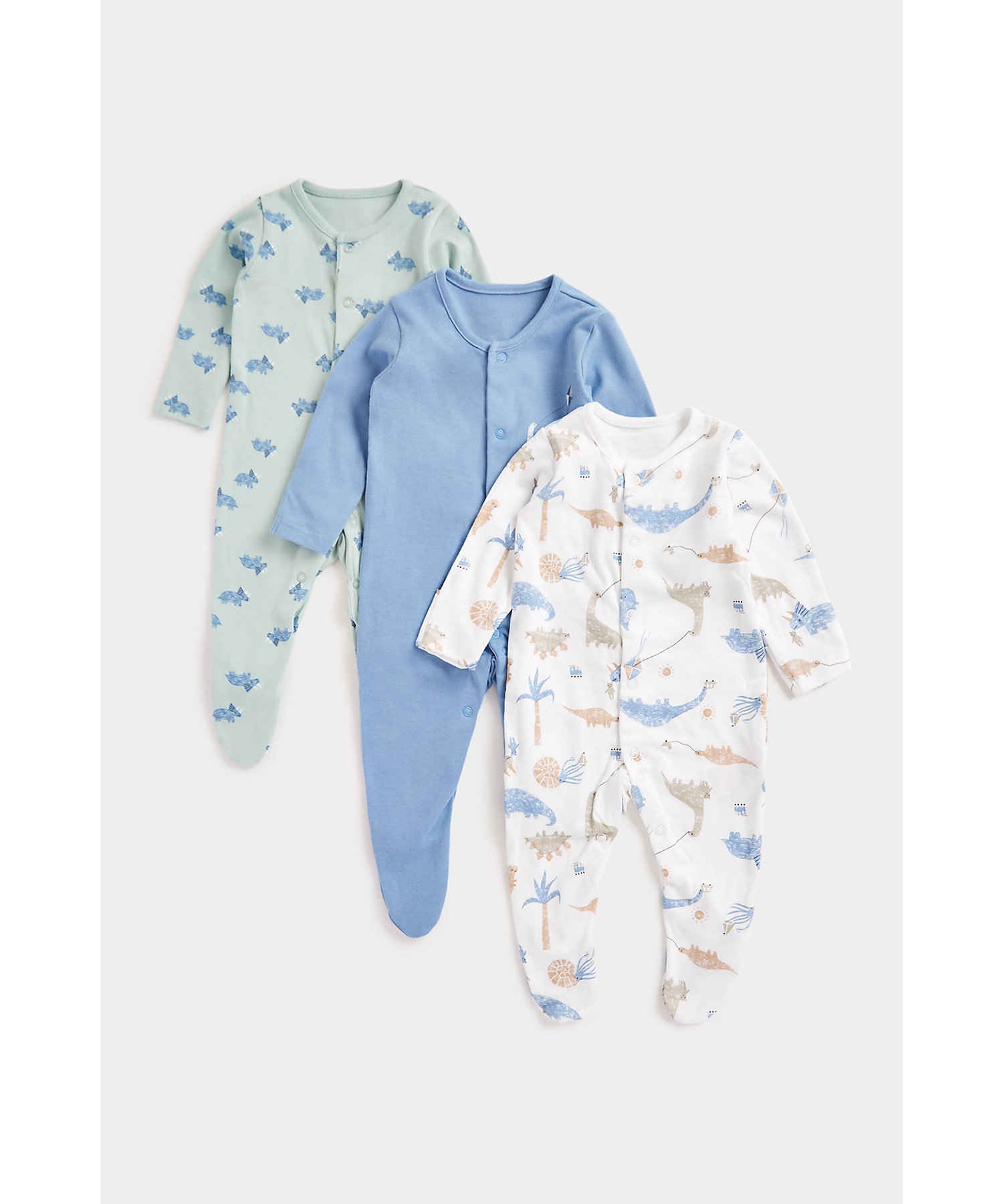 Mothercare | Boys Full Sleeves Sleepsuits -Multi 0