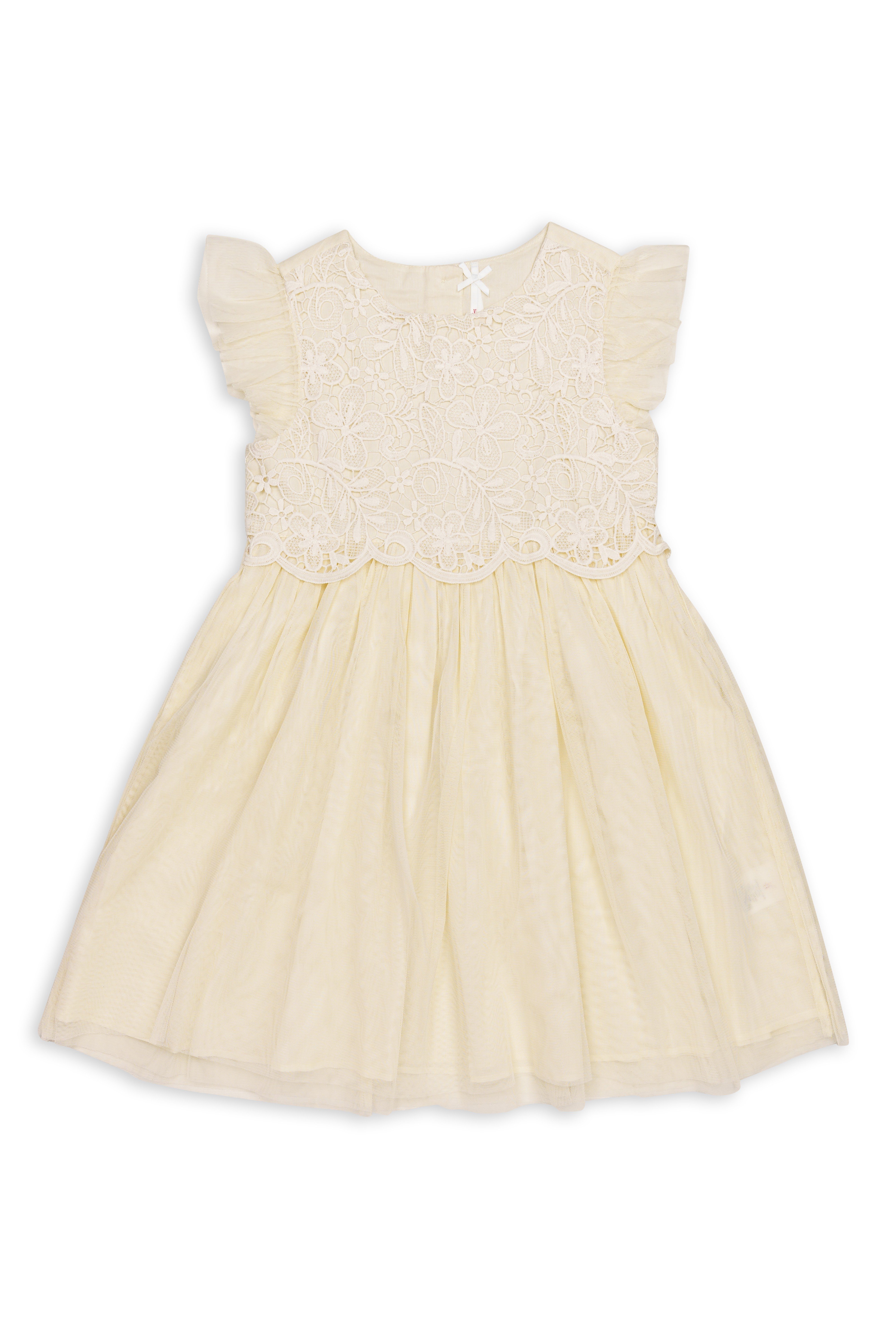 H by Hamleys Girls Ruffle Sleeves Dress - Cream