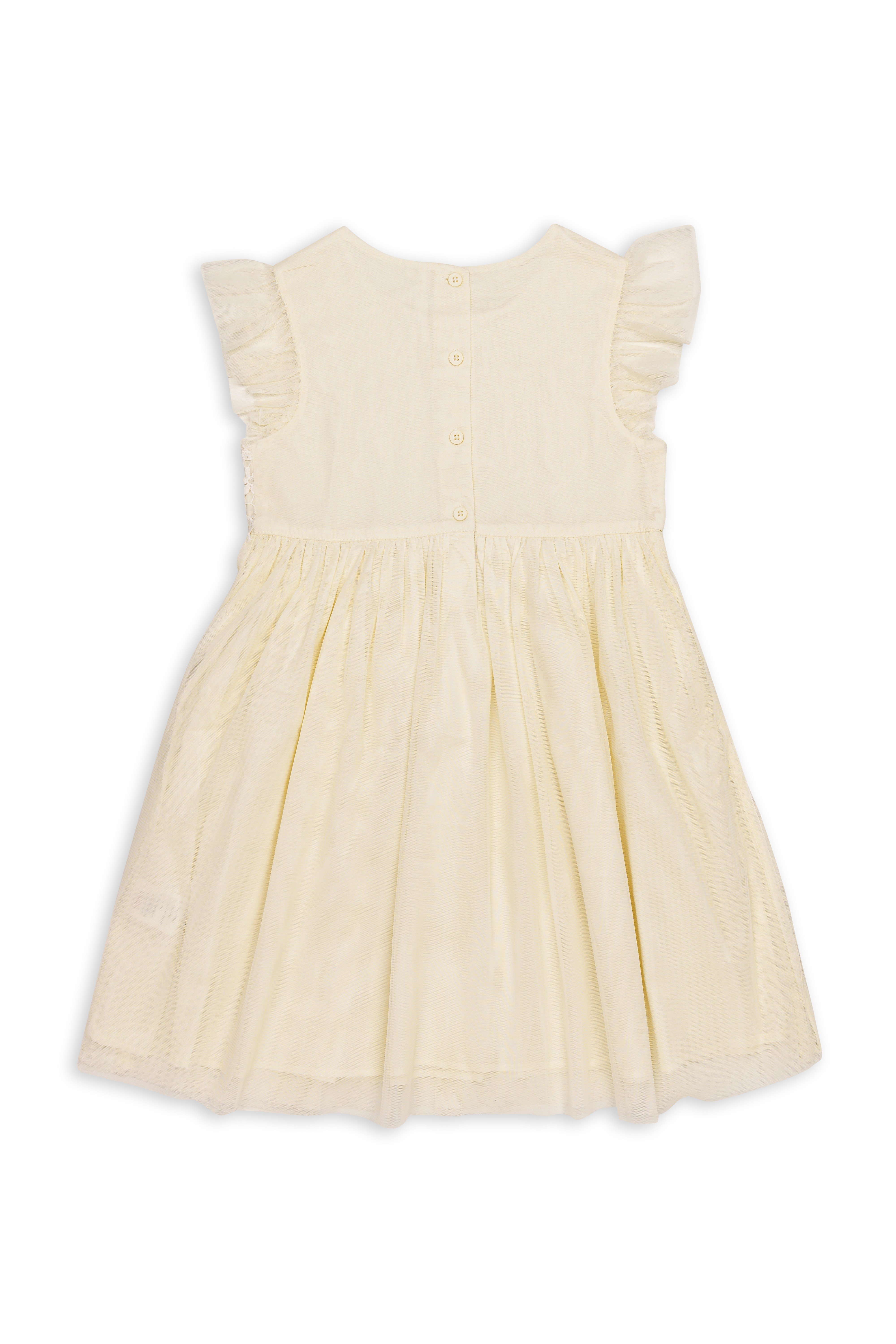 H by Hamleys Girls Ruffle Sleeves Dress - Cream