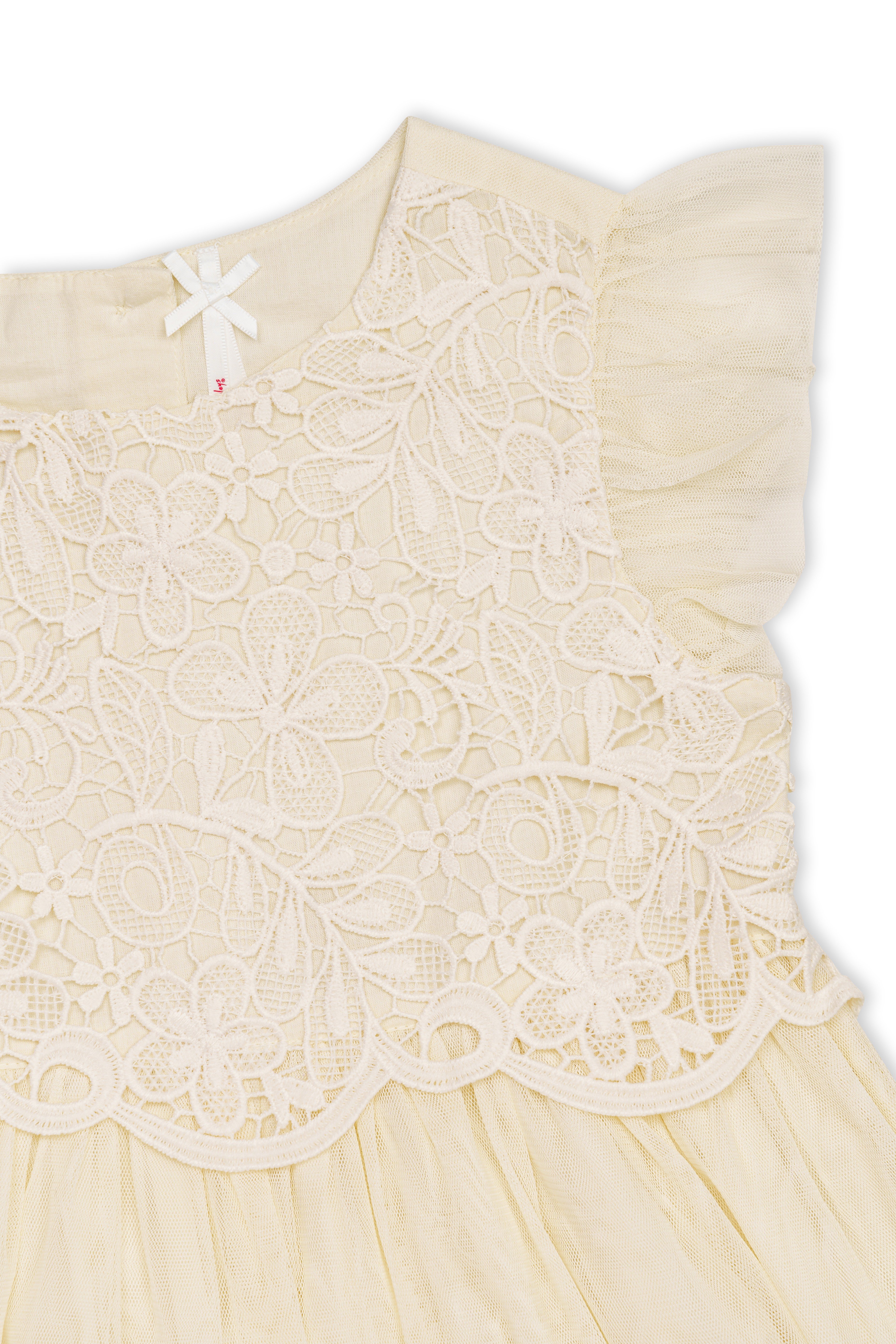 H by Hamleys Girls Ruffle Sleeves Dress - Cream
