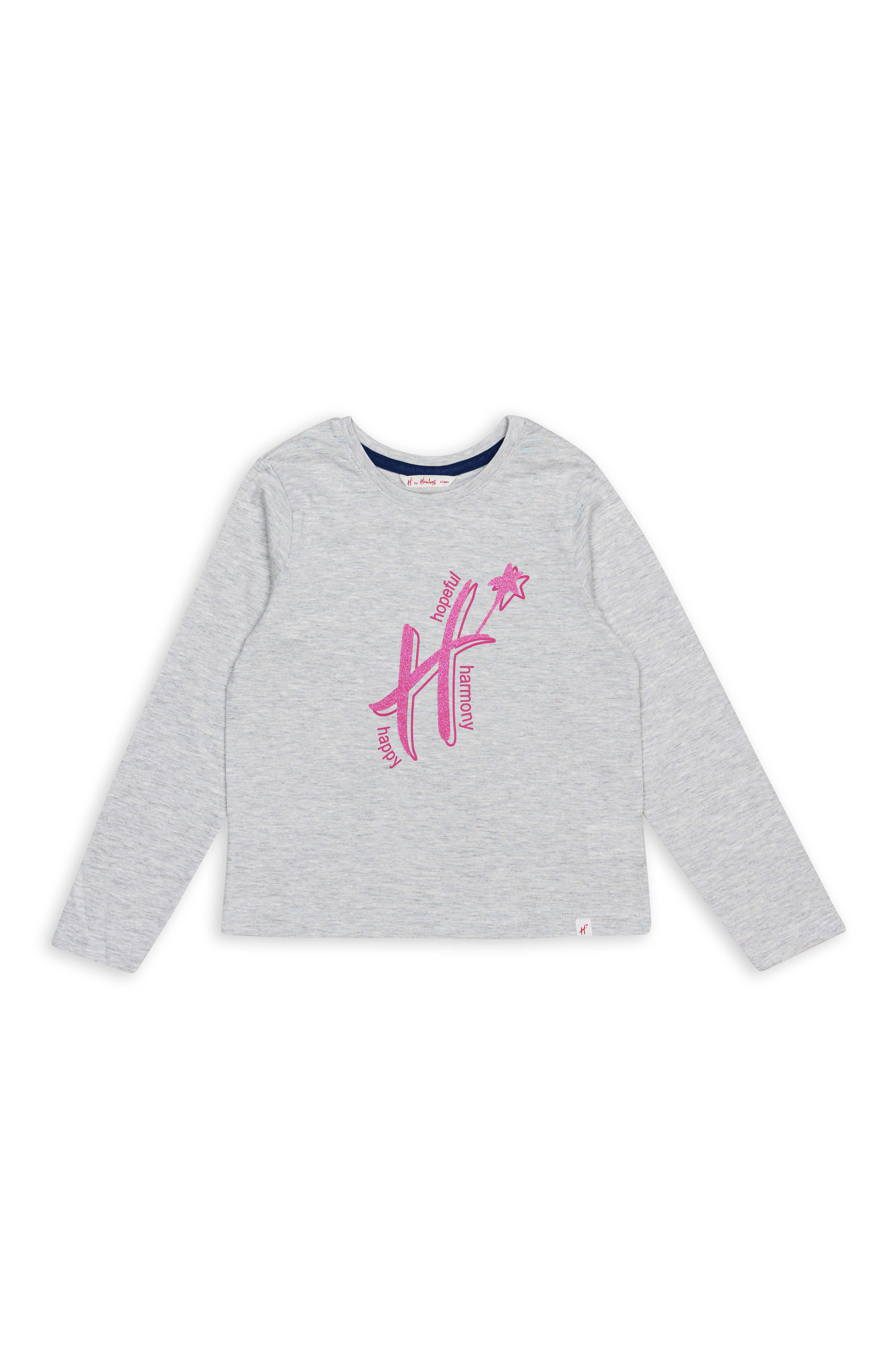 H by Hamleys Girls 100% Cotton Full Sleeves Tops - Grey