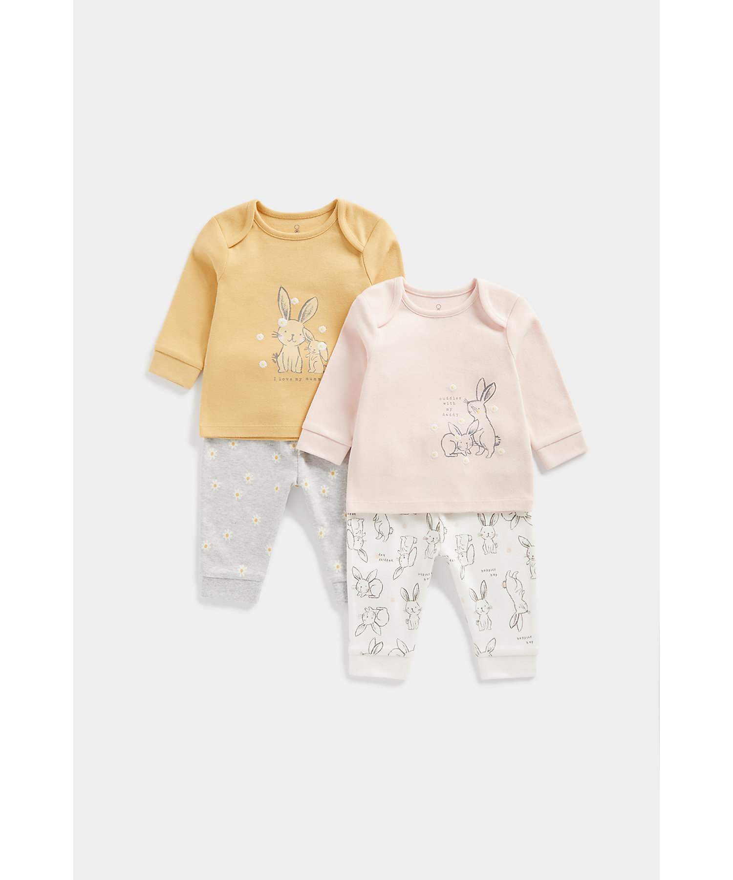 Mothercare | Unisex Full Sleeves T-Shirt & Jogger Set Cute Bunny-Multicolor 0