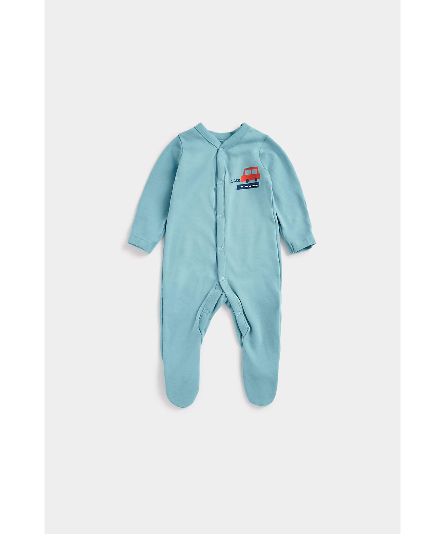 Mothercare | Boys Full Sleeves Sleepsuits Vehicle Print-Pack of 3-Multicolor 2
